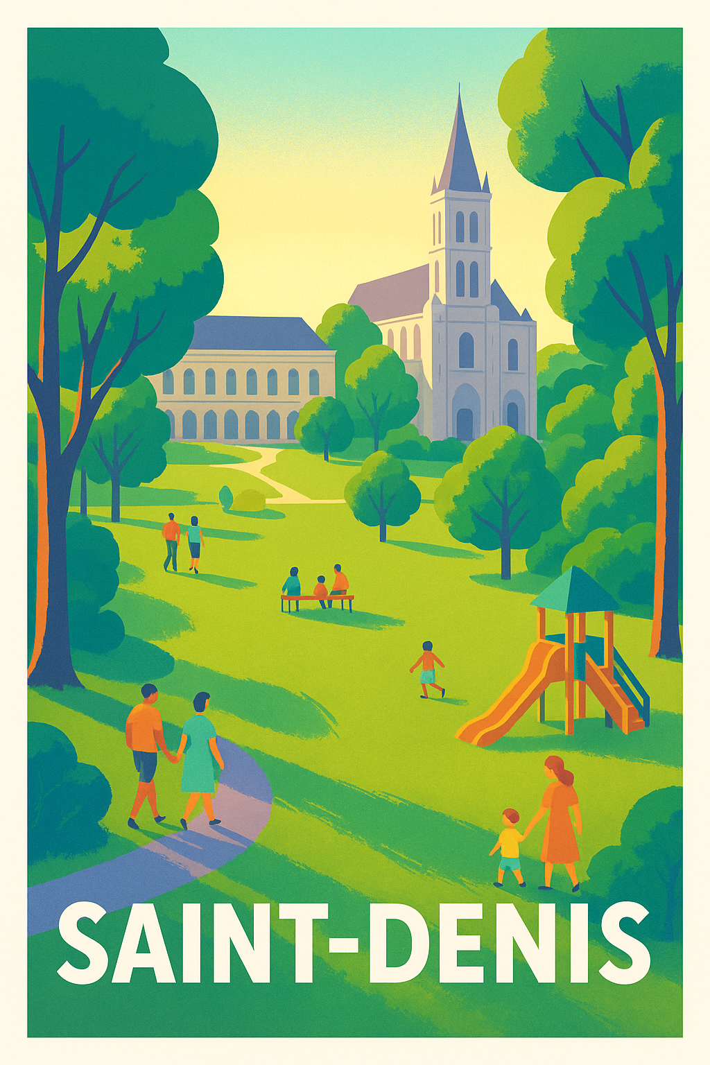 Seine-Saint-Denis France Pas de Cadre / 20 × 30cm Affiche Saint-Denis - Un havre de verdure et de sérénité