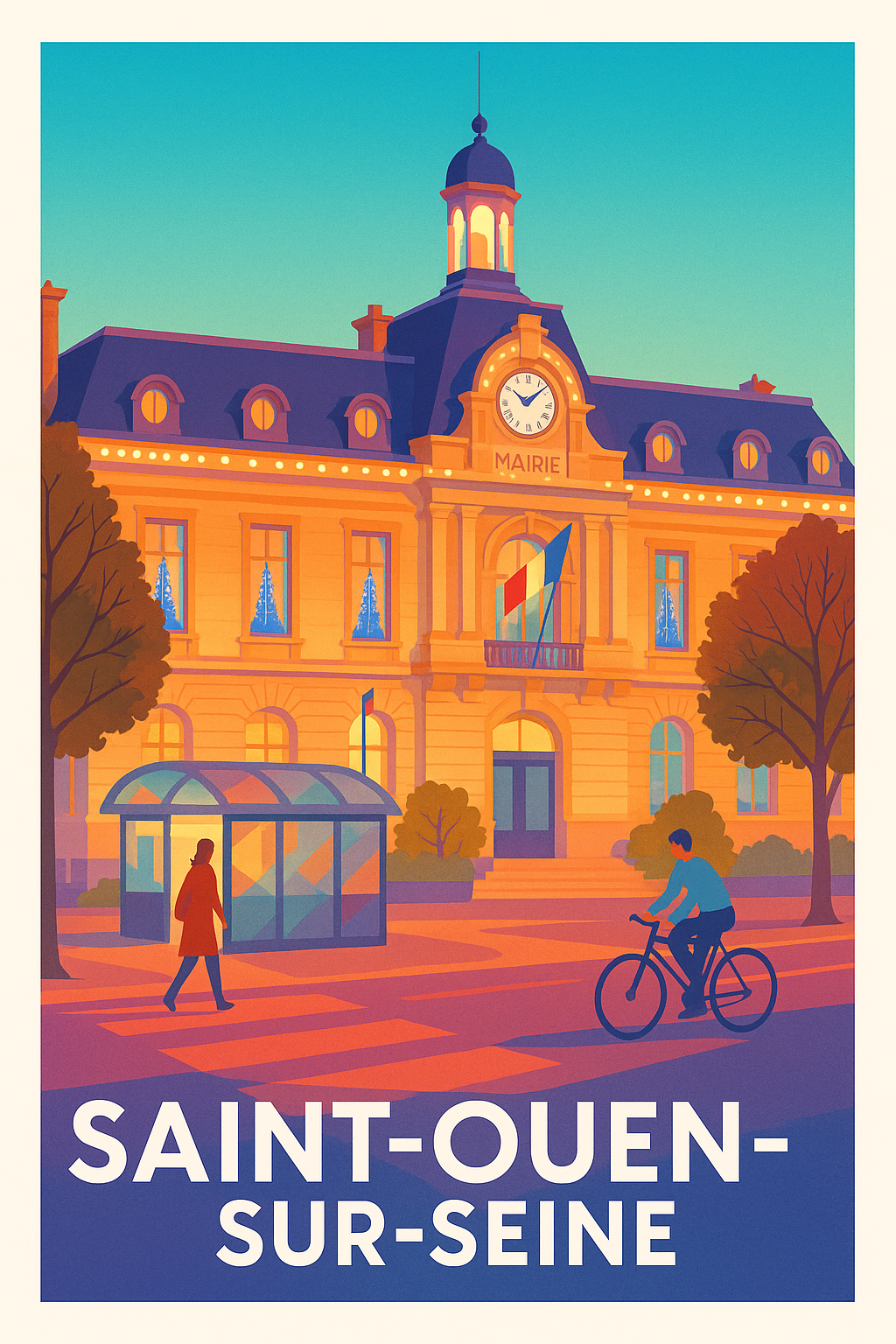 Affiche Saint-Ouen-sur-Seine — Charme et douceur de la ville lumière · poster d'art de Saint-Ouen-sur-Seine