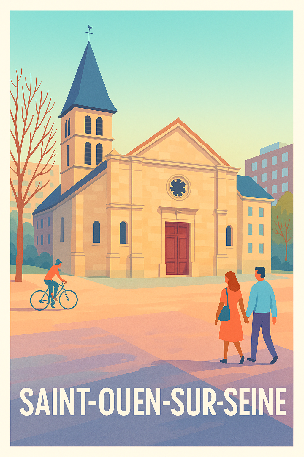 Affiche Saint-Ouen-sur-Seine — Charme et Sérénité au Cœur de la Ville · poster d'art de Saint-Ouen-sur-Seine