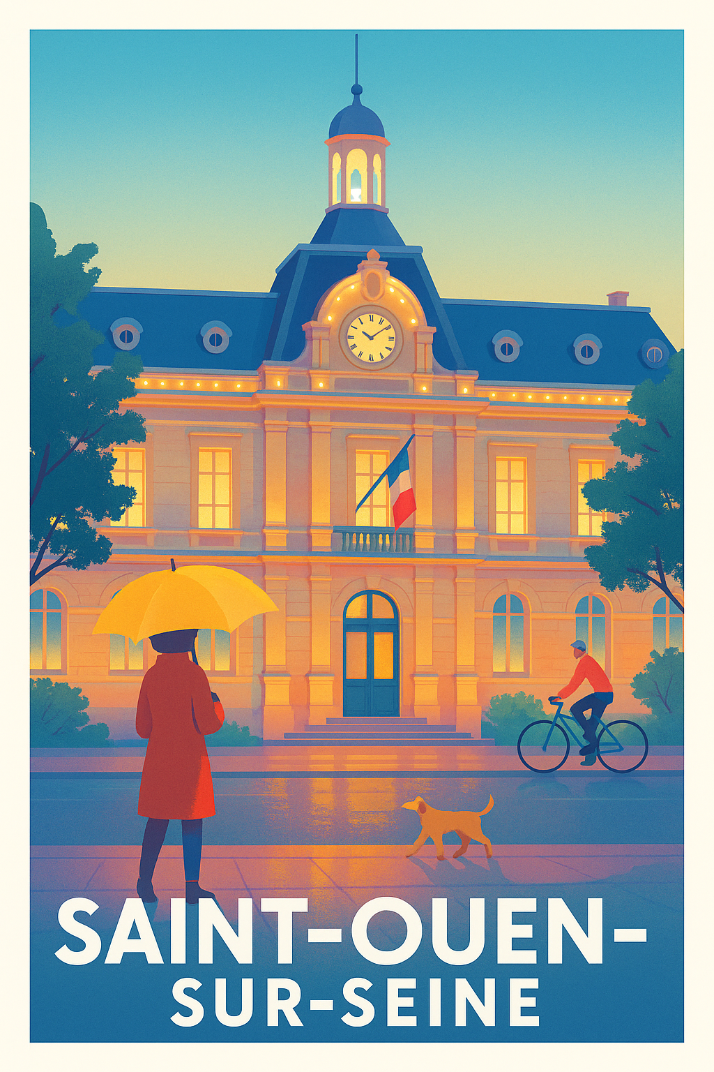 Seine-Saint-Denis France Pas de Cadre / 20 × 30cm Affiche Saint-Ouen-sur-Seine - Charme et sérénité au cœur de la ville