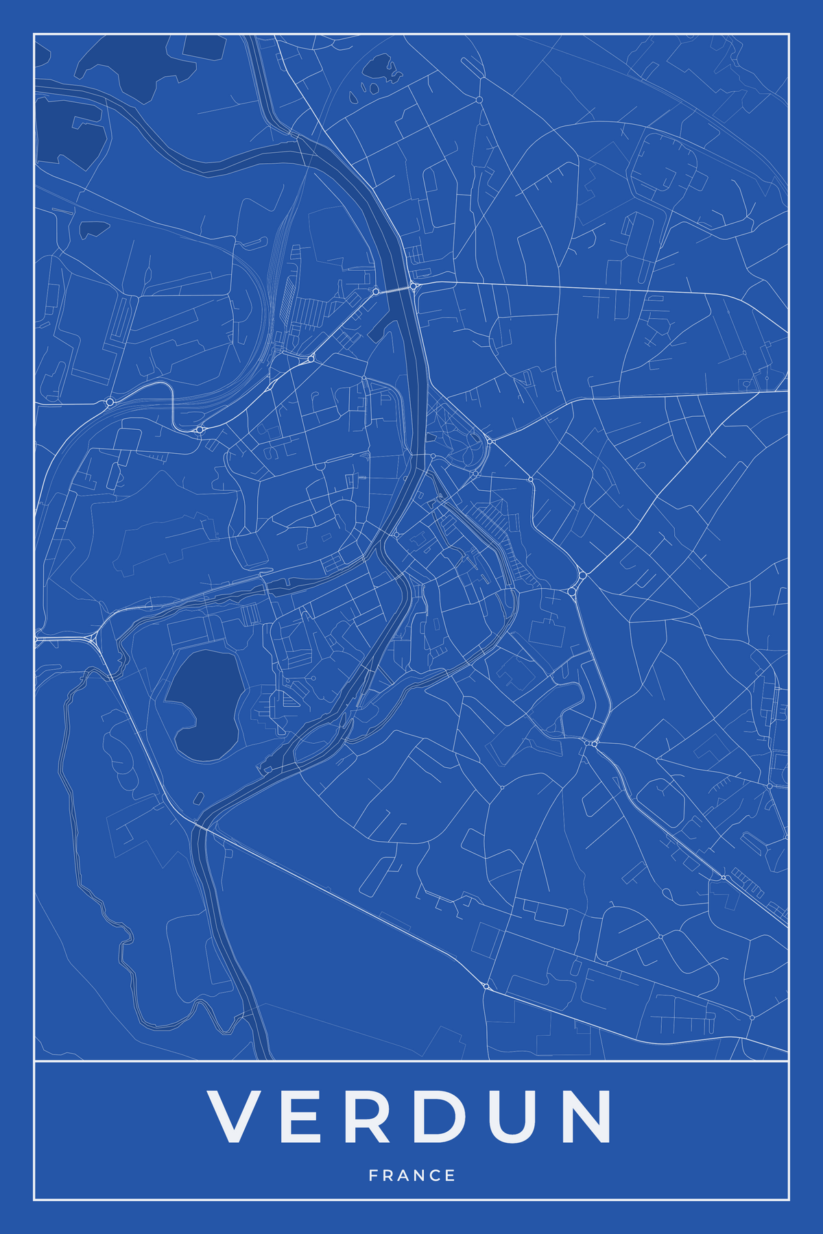 Carte de Verdun bleue - Affiche personnalisée