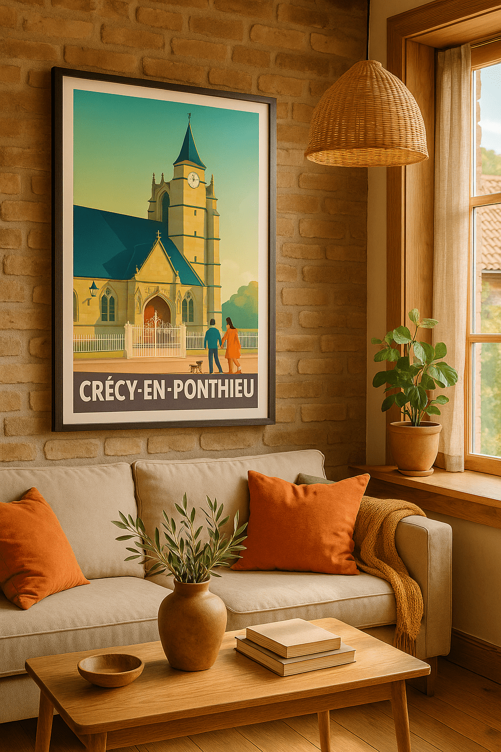 Affiche Crécy-en-Ponthieu — Charme et sérénité à l'heure dorée · poster d'art de Crécy-en-Ponthieu