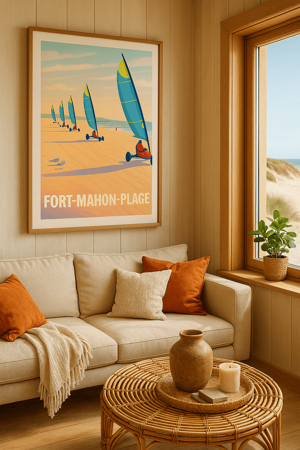 Somme France Affiche de Fort-Mahon-Plage - L'élégance du char à voile sur sable doré