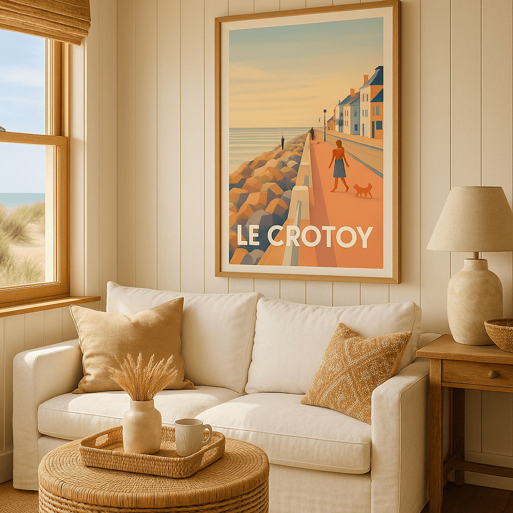 Affiche Le Crotoy — Promenade paisible en bord de mer · poster d'art de Le Crotoy