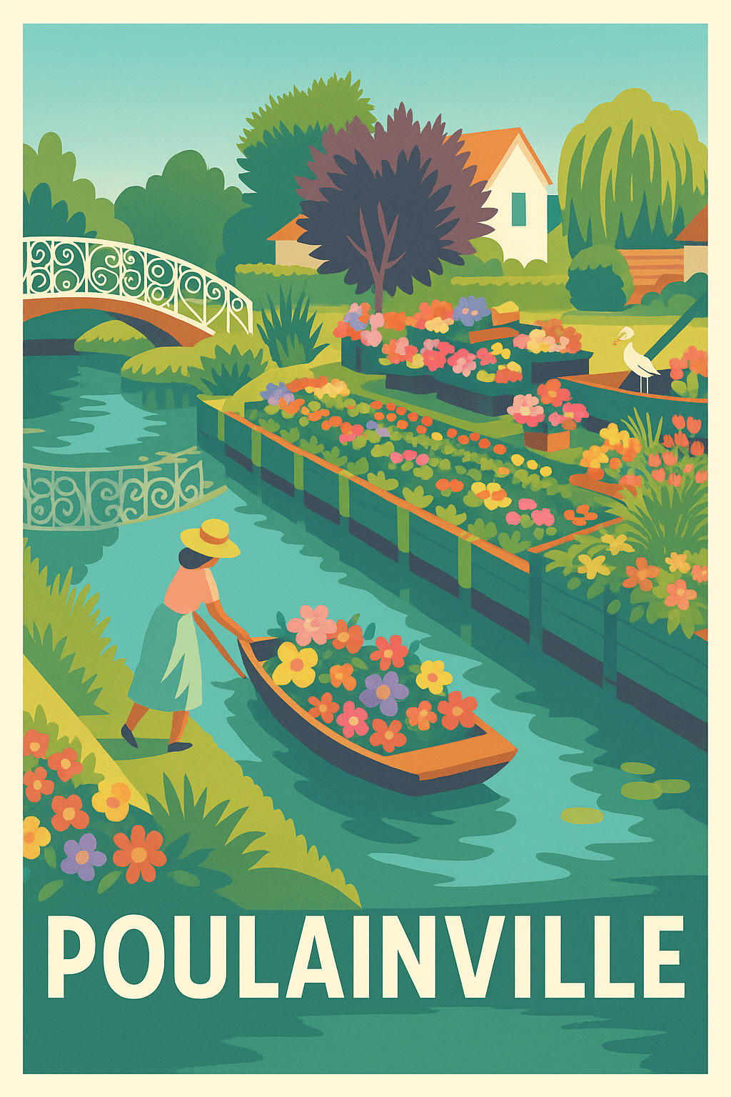 Affiche Poulainville — Charme bucolique au fil de l'eau · poster d'art de Poulainville