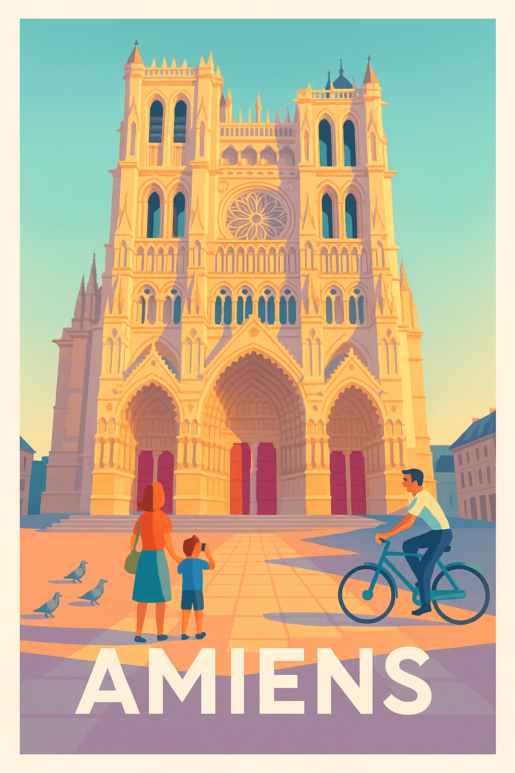 Somme France Pas de Cadre / 20 × 30cm Affiche de Amiens - L’élégance gothique de la Cathédrale