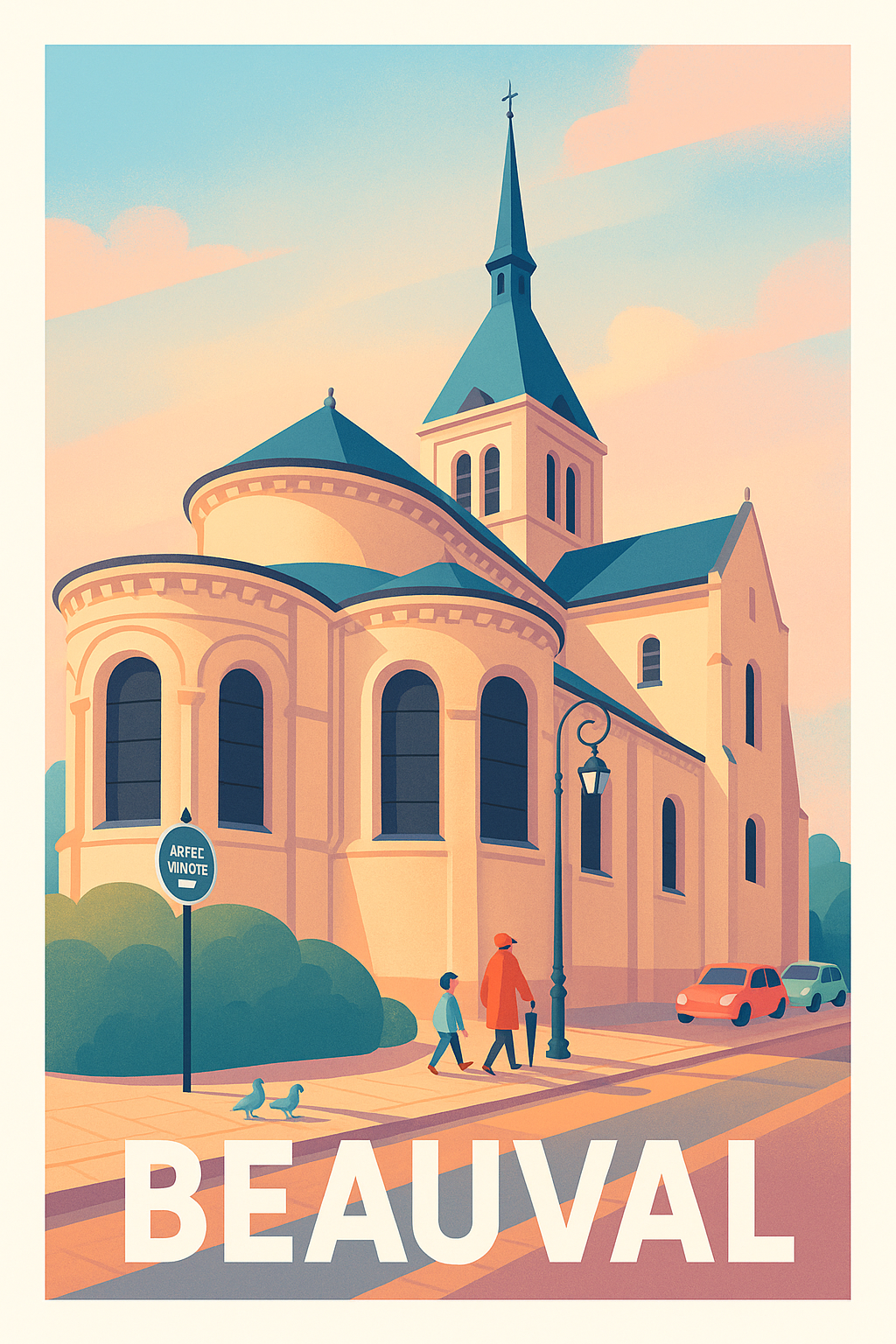 Somme France Pas de Cadre / 20 × 30cm Affiche de Beauval - Charme architectural et douceur de vivre