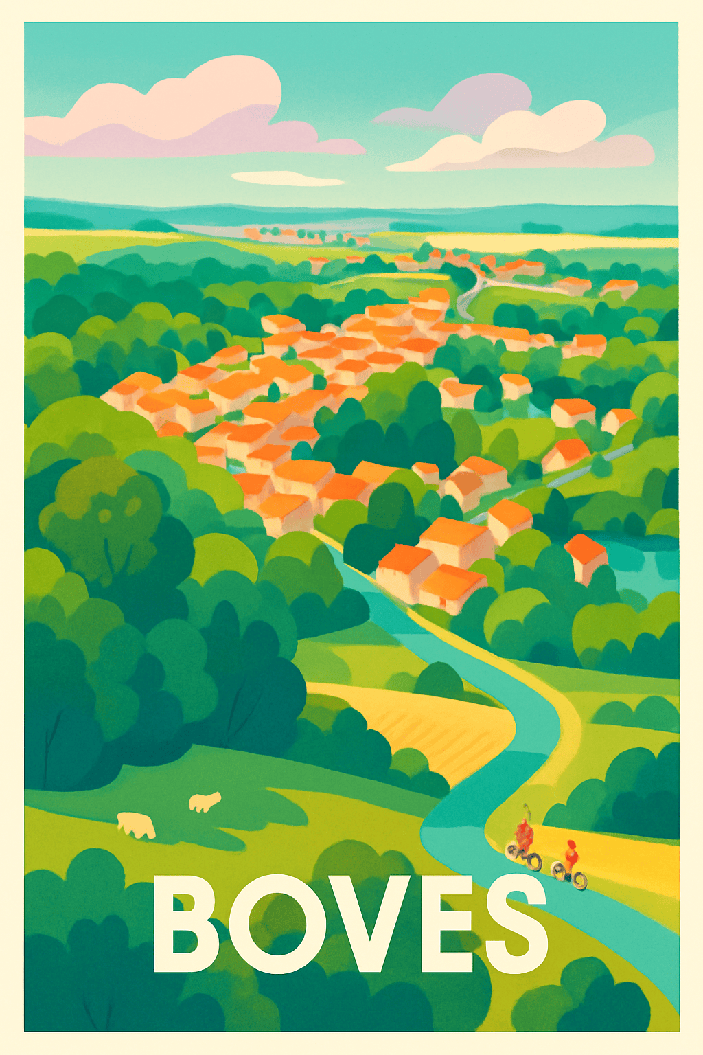 Somme France Pas de Cadre / 20 × 30cm Affiche de Boves - Charme bucolique et douceur de vivre
