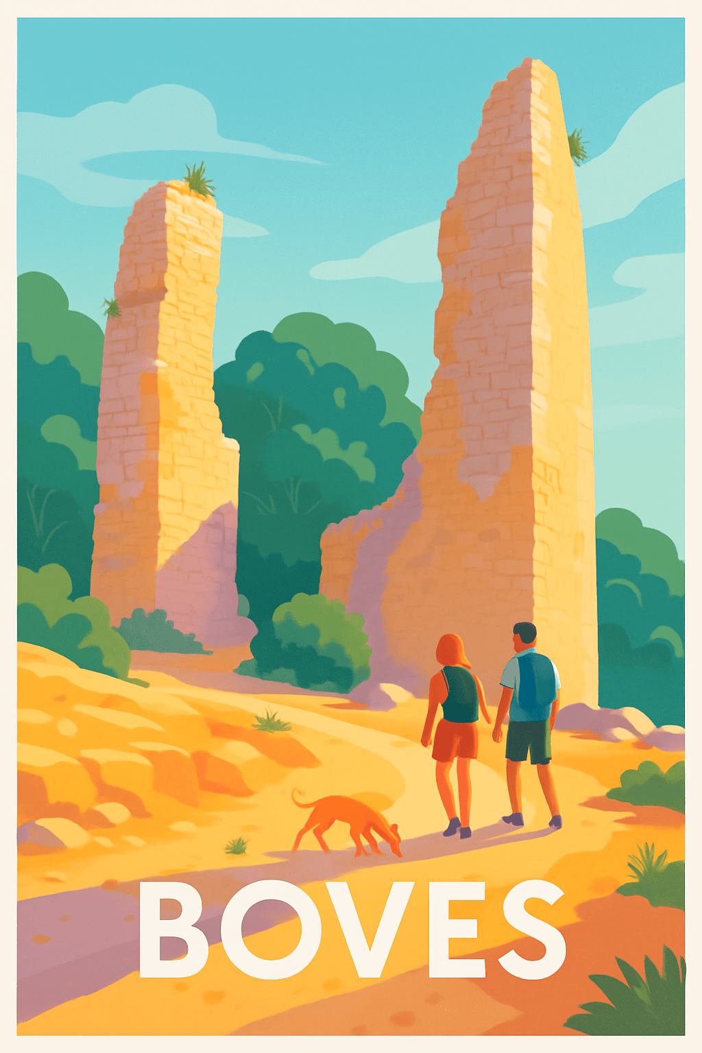 Affiche Boves — Randonnée et patrimoine au soleil · poster d'art de Boves
