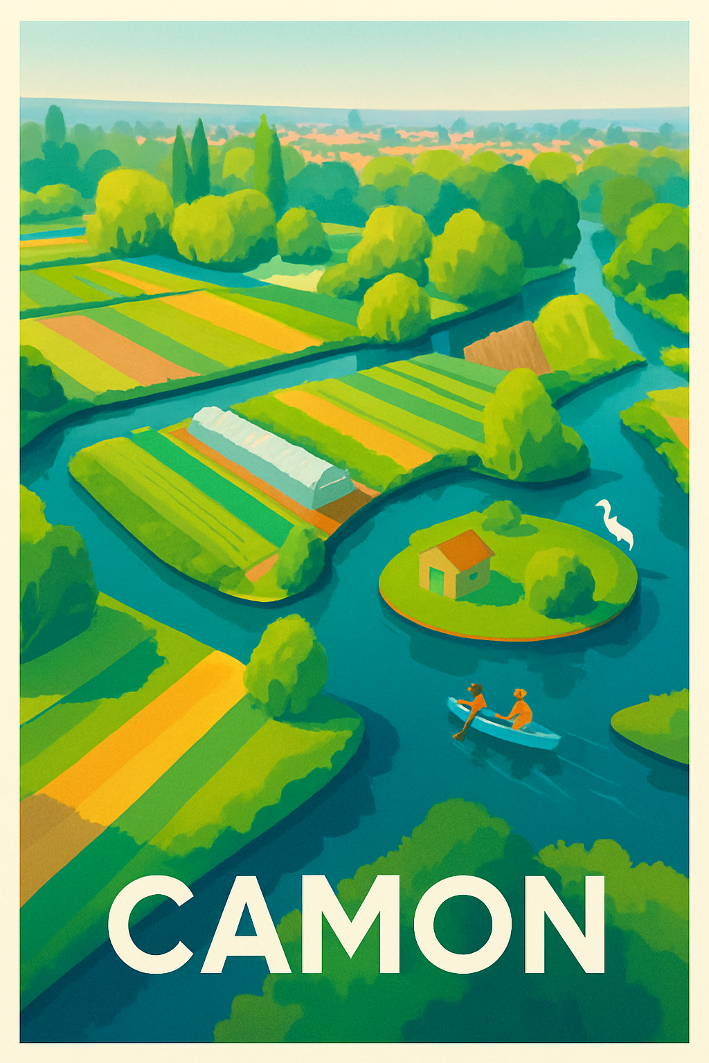 Somme France Pas de Cadre / 20 × 30cm Affiche de Camon - Évasion bucolique au fil de l'eau