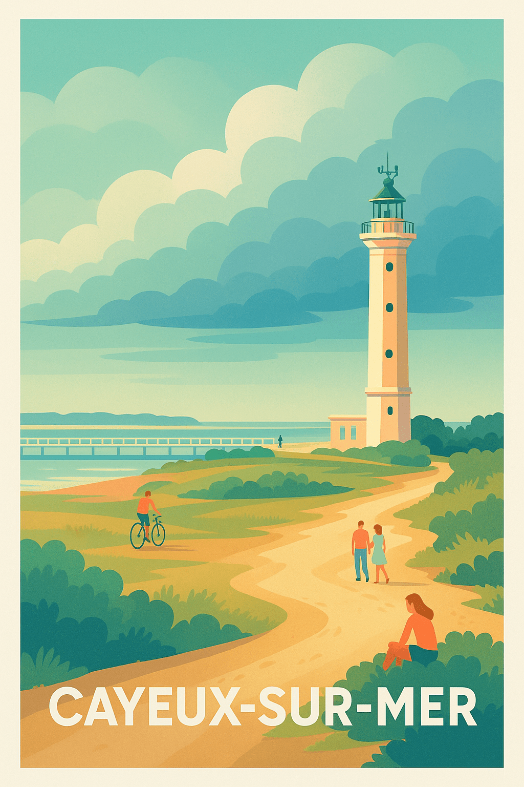 Somme France Pas de Cadre / 20 × 30cm Affiche de Cayeux-sur-Mer - L'élégance du phare au bord de la mer