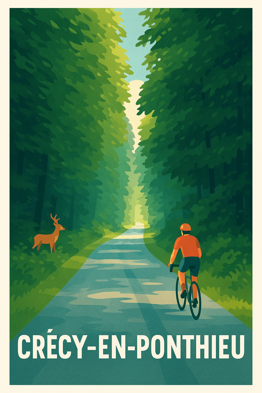 Somme France Pas de Cadre / 20 × 30cm Affiche de Crécy-en-Ponthieu - Évasion cycliste en pleine nature