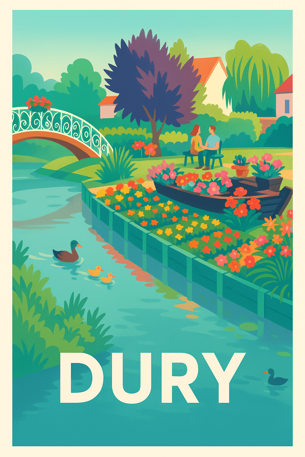 Somme France Pas de Cadre / 20 × 30cm Affiche de Dury - Escapade bucolique au fil de l'eau