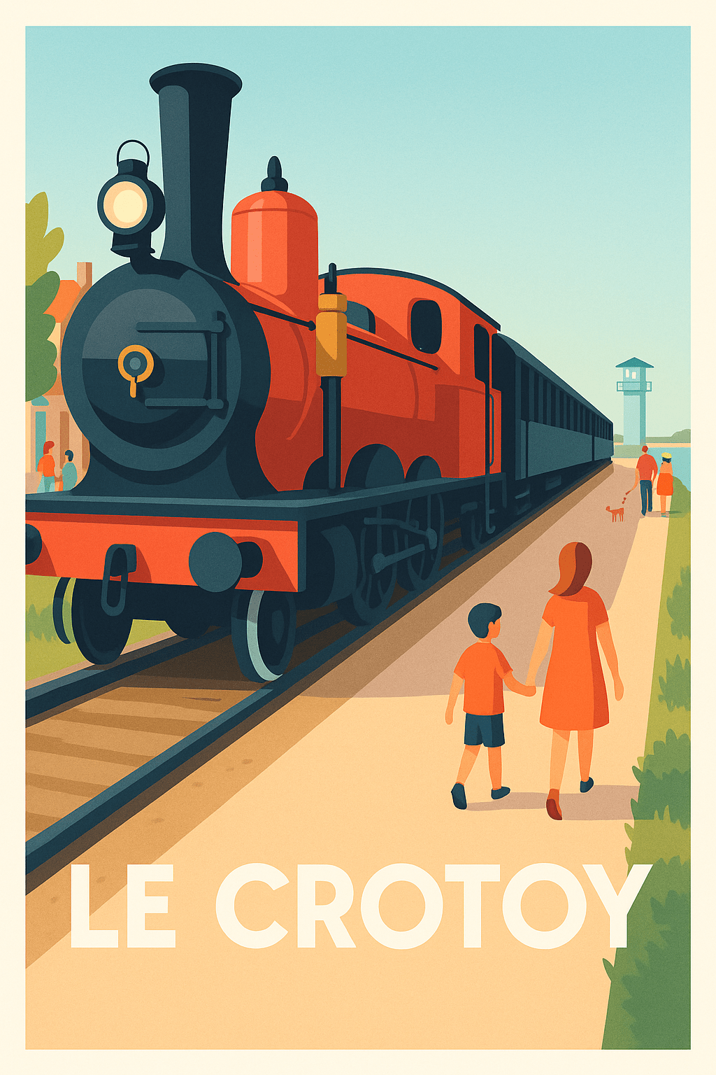 Somme France Pas de Cadre / 20 × 30cm Affiche de Le Crotoy - L'élégance du voyage en train vintage