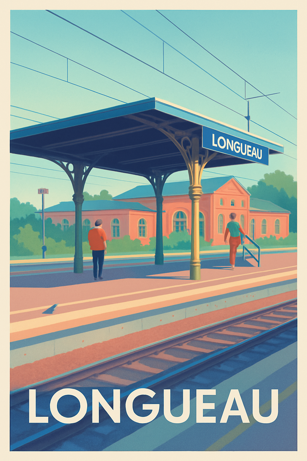 Somme France Pas de Cadre / 20 × 30cm Affiche de Longueau - Pause au quai de la gare