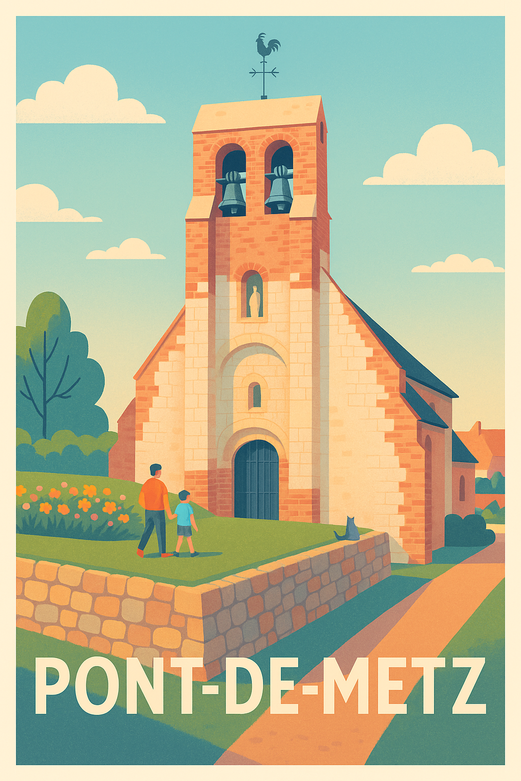 Somme France Pas de Cadre / 20 × 30cm Affiche de Pont-de-Metz - Charme et Sérénité d'un Village Authentique