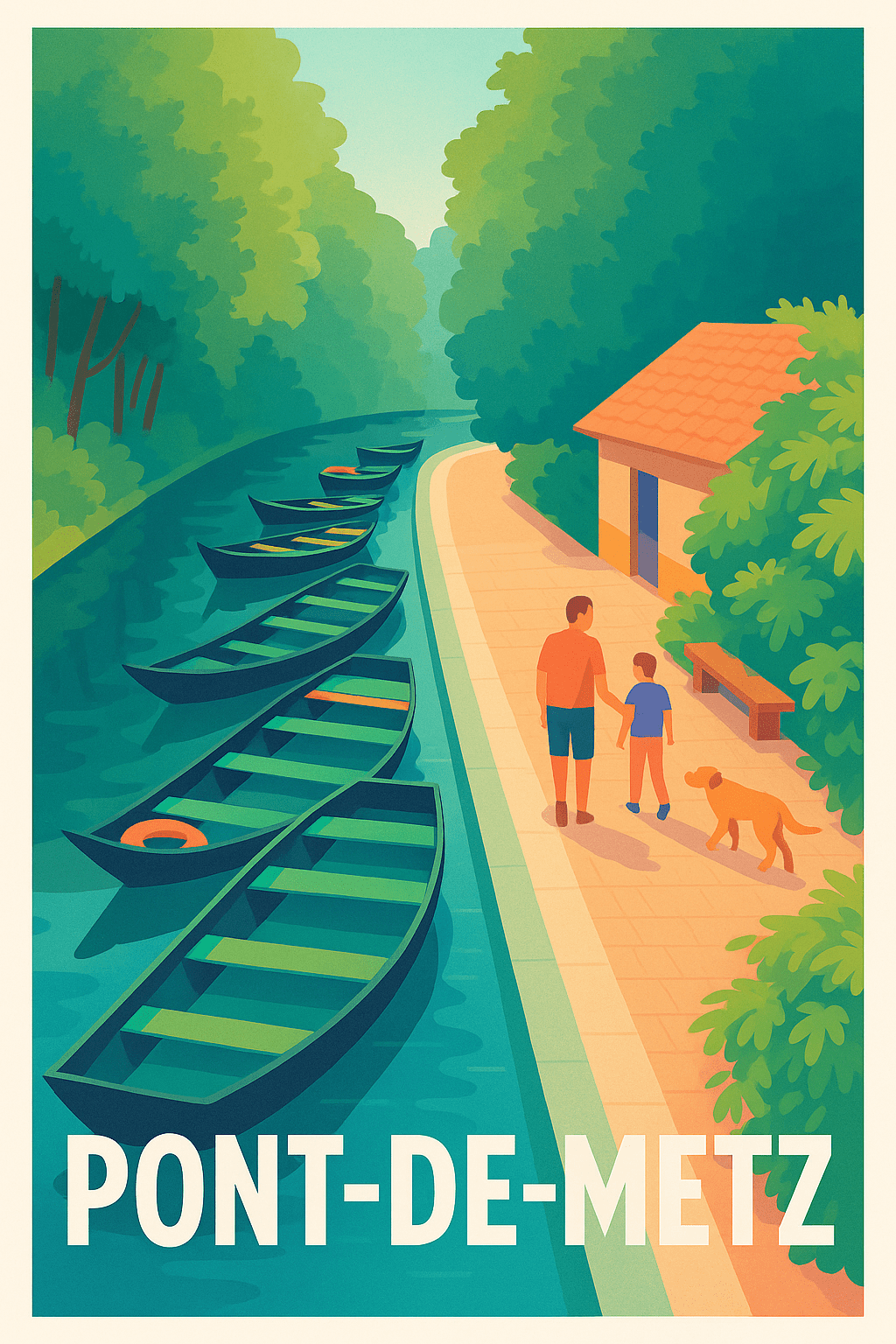 Somme France Pas de Cadre / 20 × 30cm Affiche de Pont-de-Metz - Promenade paisible au bord de l'eau