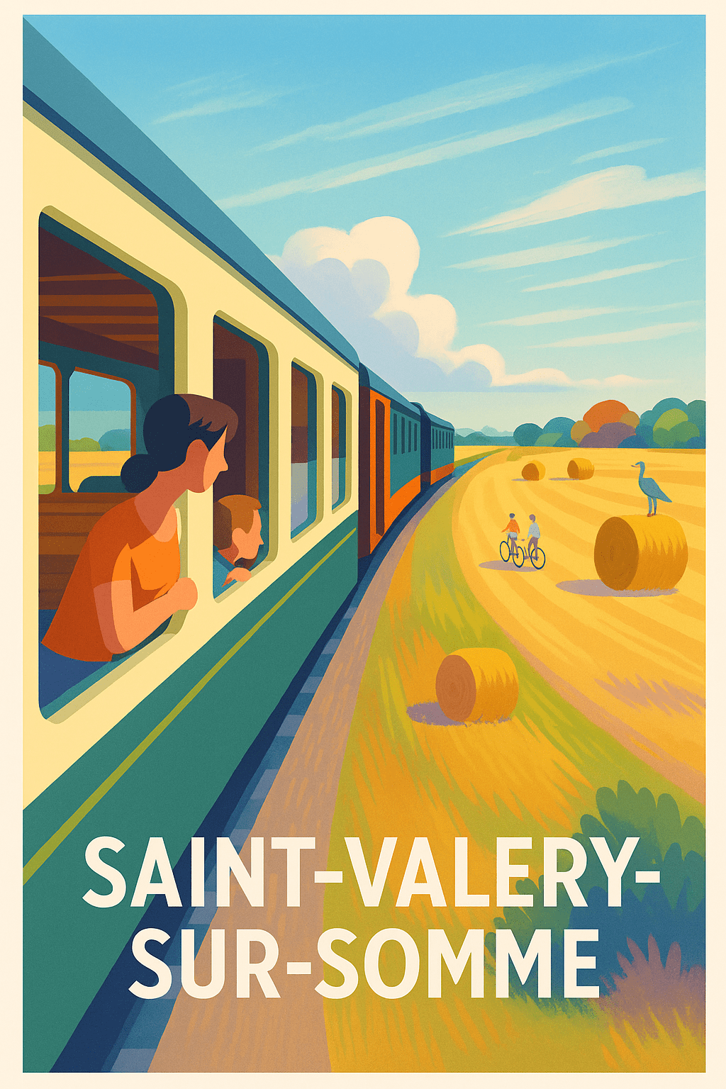 Somme France Pas de Cadre / 20 × 30cm Affiche de Saint-Valery-sur-Somme - Une escapade bucolique en train
