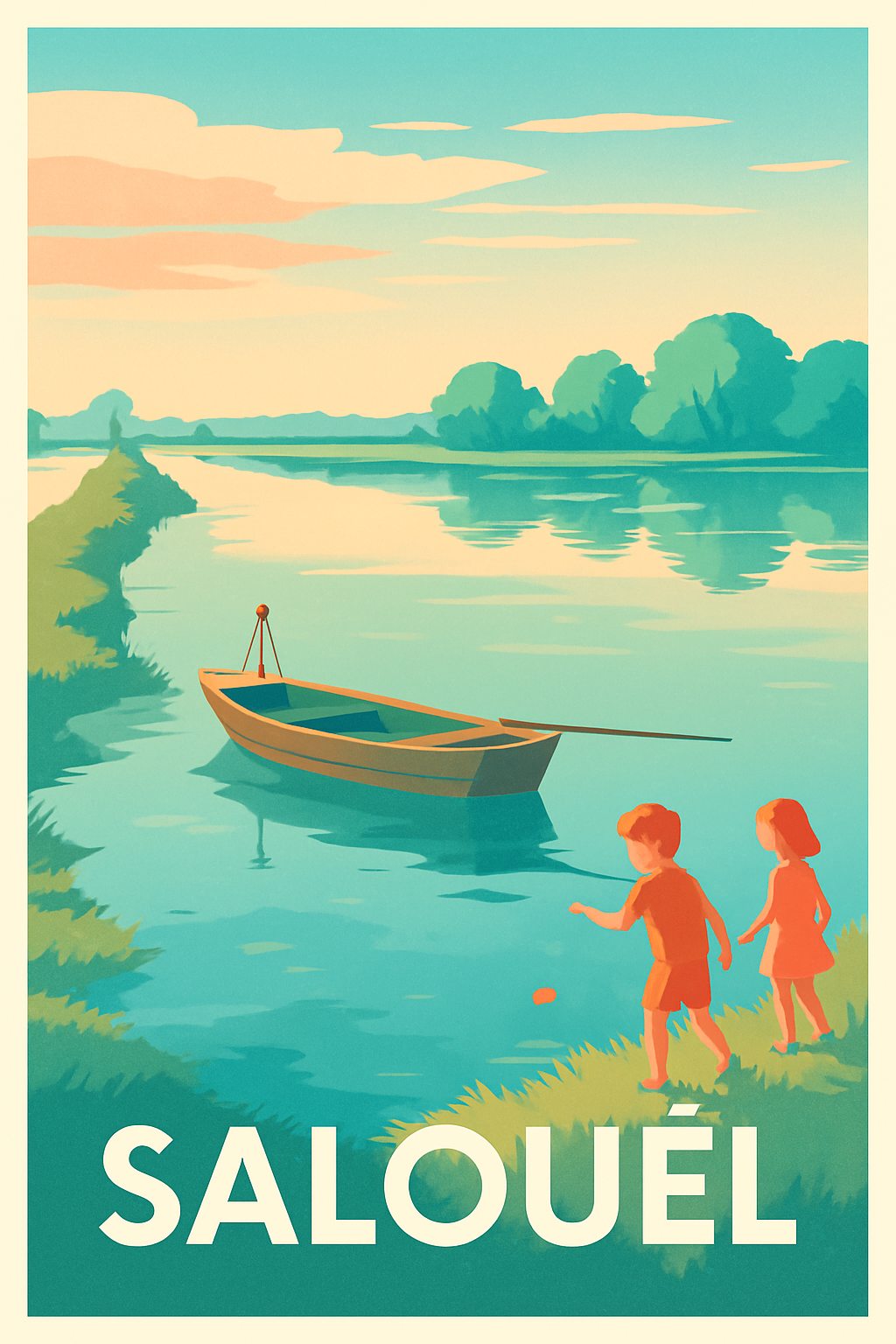 Somme France Pas de Cadre / 20 × 30cm Affiche de Salouël - Douceur et Sérénité au Fil de l'Eau