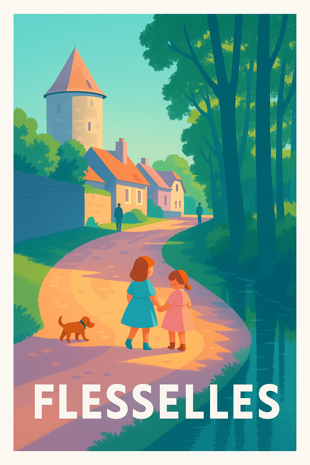 Somme France Pas de Cadre / 20 × 30cm Affiche Flesselles - Promenade paisible au cœur de la campagne