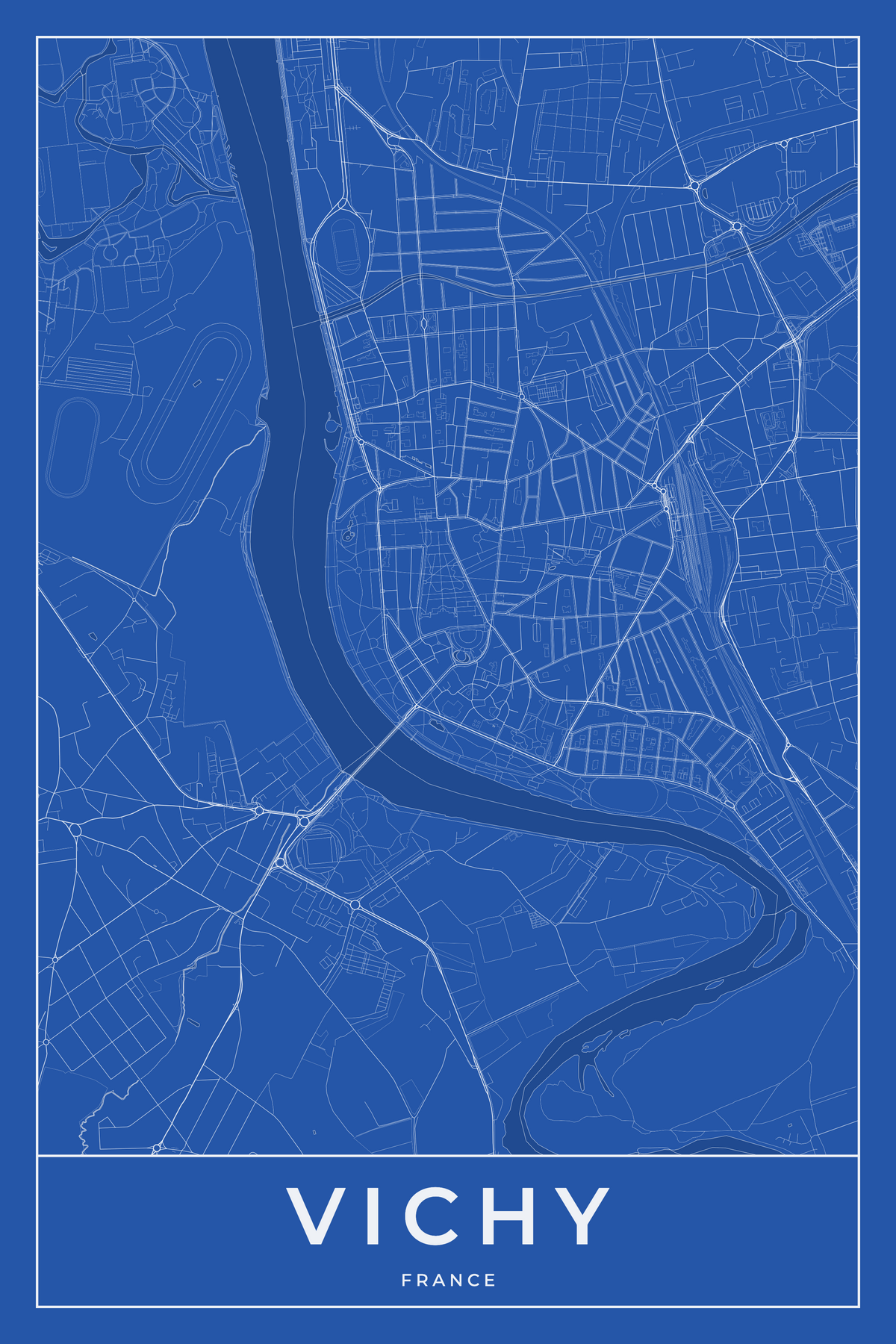 Carte de Vichy bleue - Affiche personnalisée