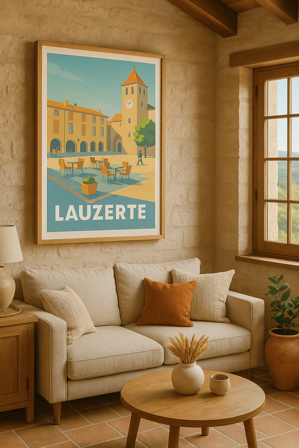 Tarn-et-Garonne France Affiche de Lauzerte - Charme authentique du village ensoleillé
