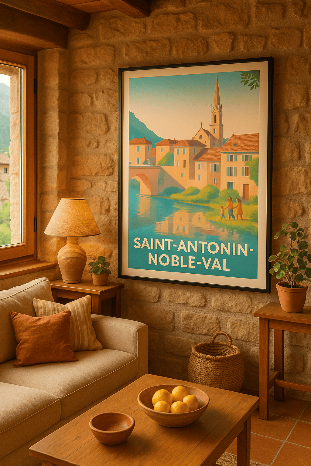 Tarn-et-Garonne France Affiche de Saint-Antonin-Noble-Val - Charme et sérénité au bord de l'eau