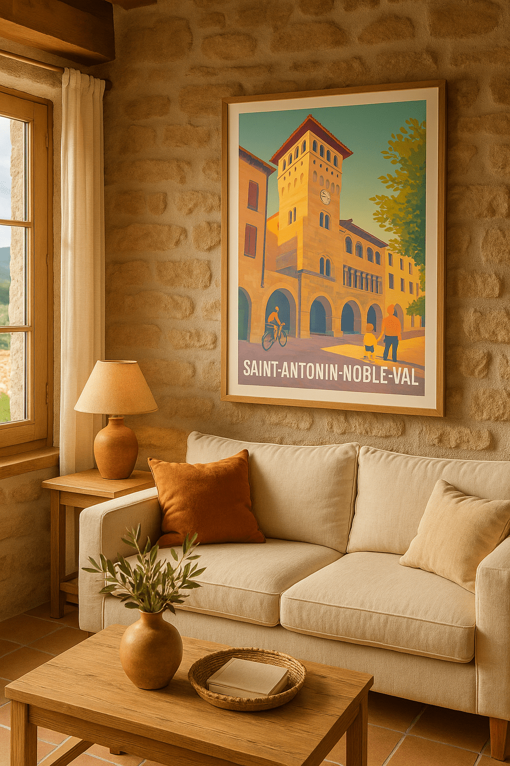 Affiche Saint-Antonin-Noble-Val — Charme historique du Sud-Ouest · poster d'art de Saint-Antonin-Noble-Val