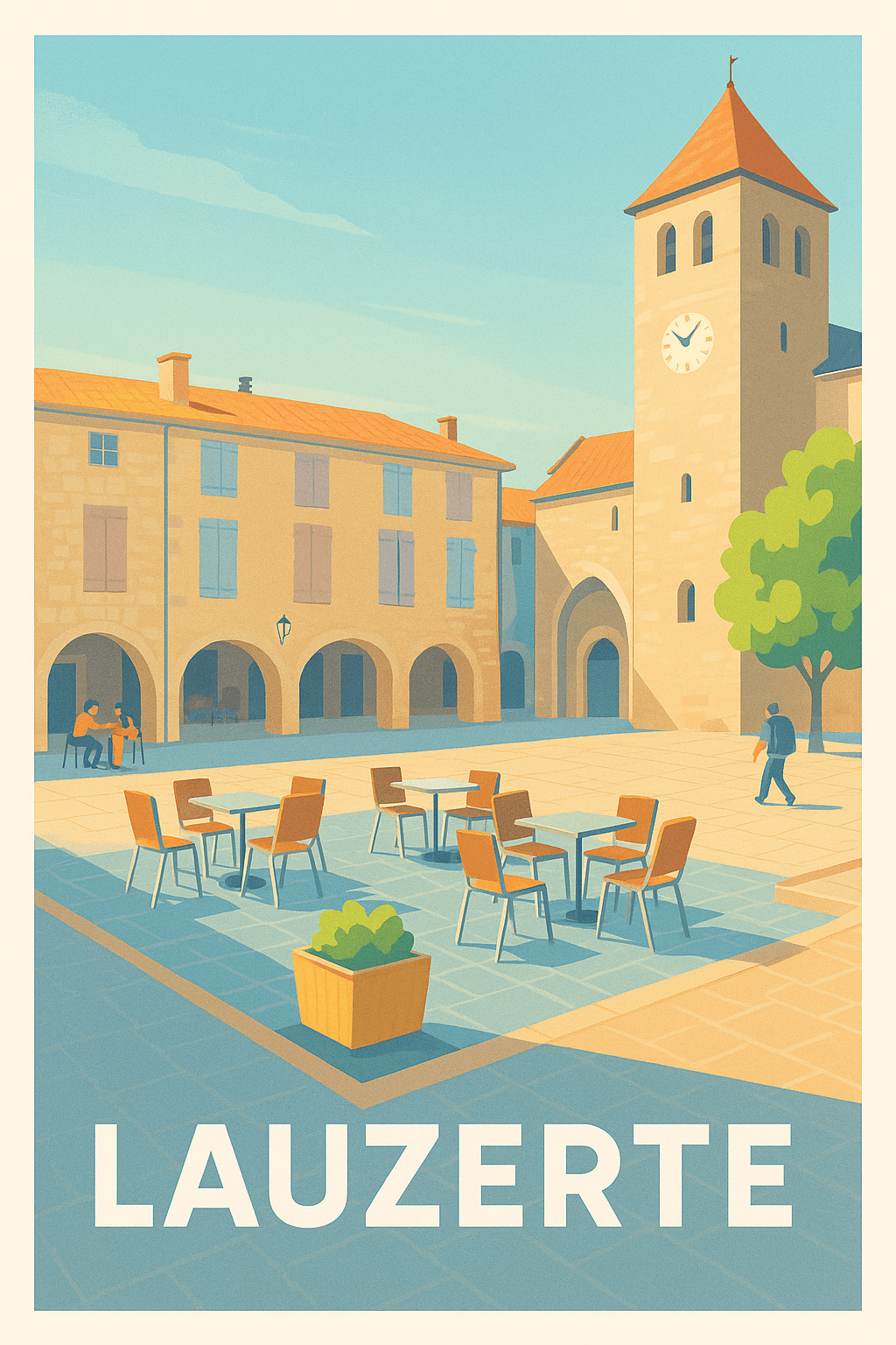 Tarn-et-Garonne France Pas de Cadre / 20 × 30cm Affiche de Lauzerte - Charme authentique du village ensoleillé