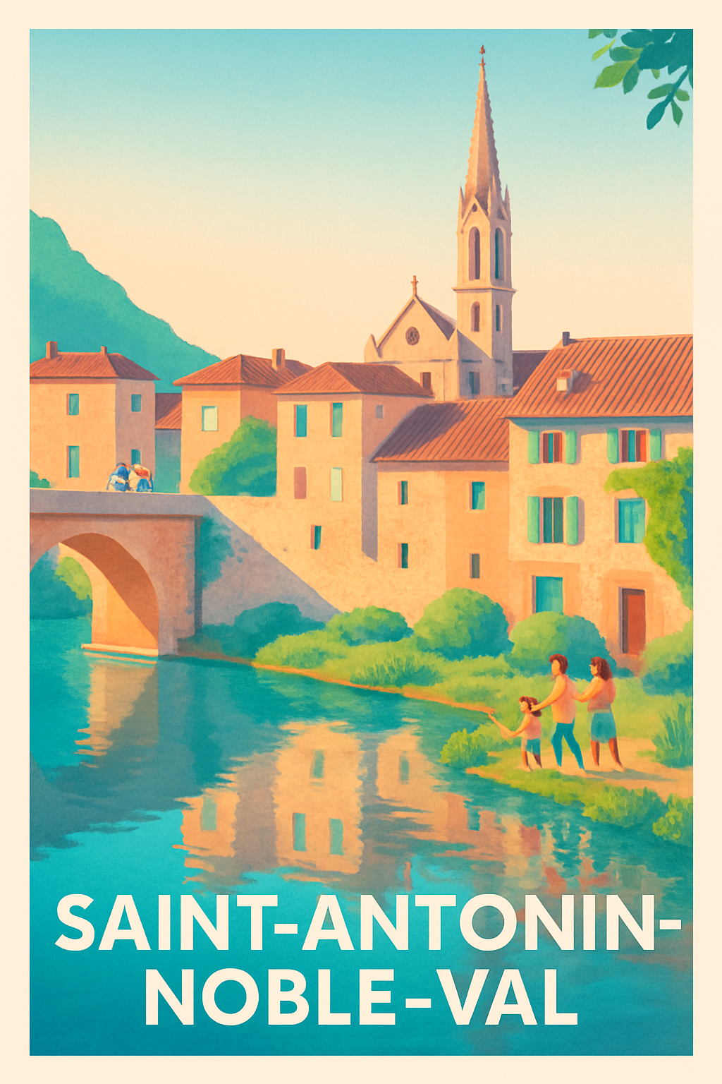Tarn-et-Garonne France Pas de Cadre / 20 × 30cm Affiche de Saint-Antonin-Noble-Val - Charme et sérénité au bord de l'eau