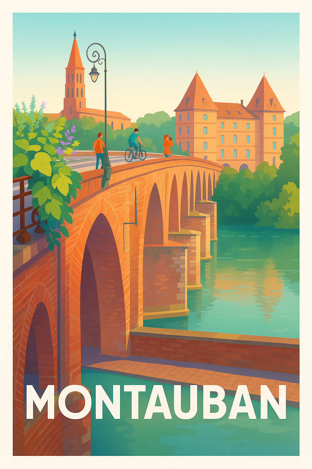 Tarn-et-Garonne France Pas de Cadre / 20 × 30cm Affiche Montauban - Charme historique au fil de la rivière