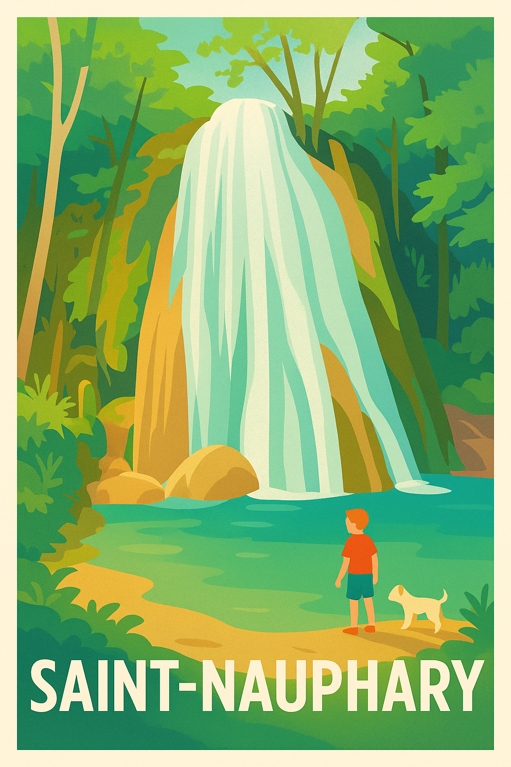 Affiche Saint-Nauphary — Escapade nature au bord de la cascade · poster d'art de Saint-Nauphary