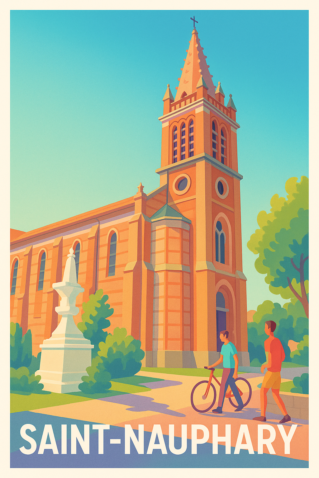 Tarn-et-Garonne France Pas de Cadre / 20 × 30cm Affiche Saint-Nauphary - Une invitation à la sérénité architecturale