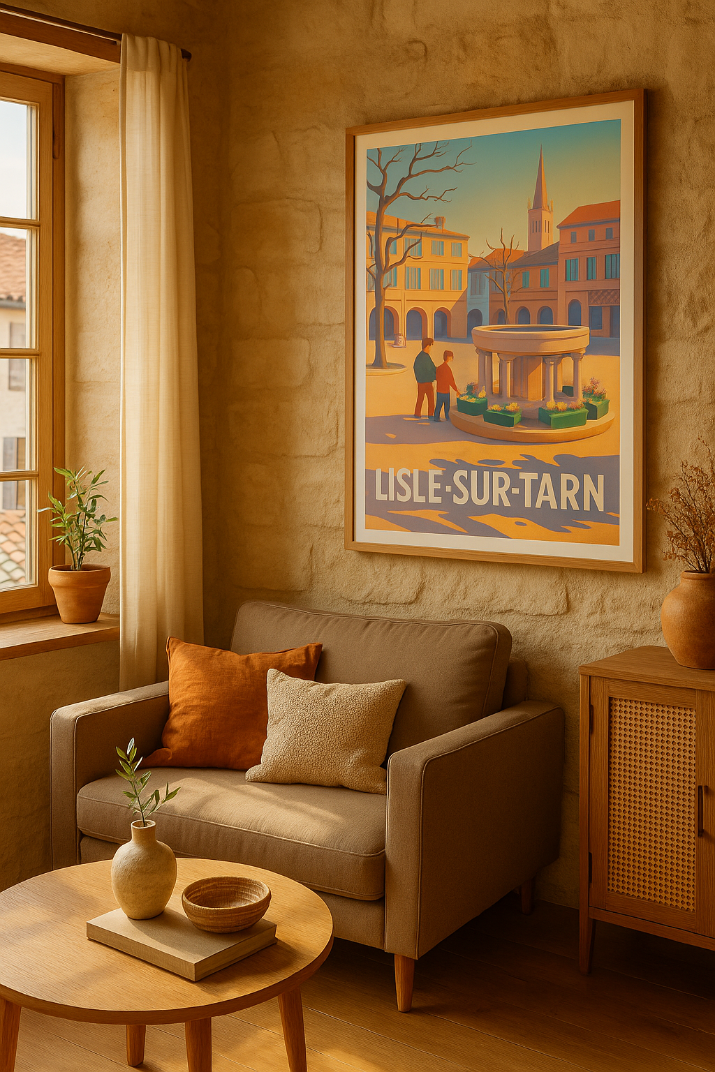 Tarn France Affiche de Lisle-sur-Tarn - Charme lumineux de la place centrale