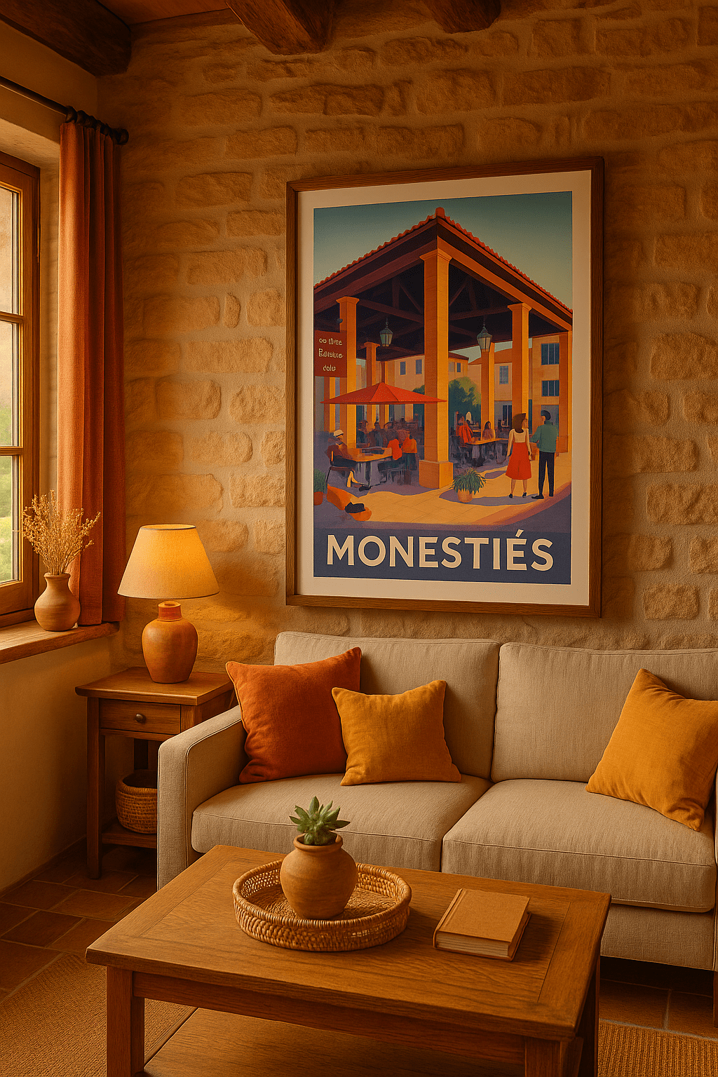 Tarn France Affiche de Monestiés - L'Esprit Convivial des Arcades
