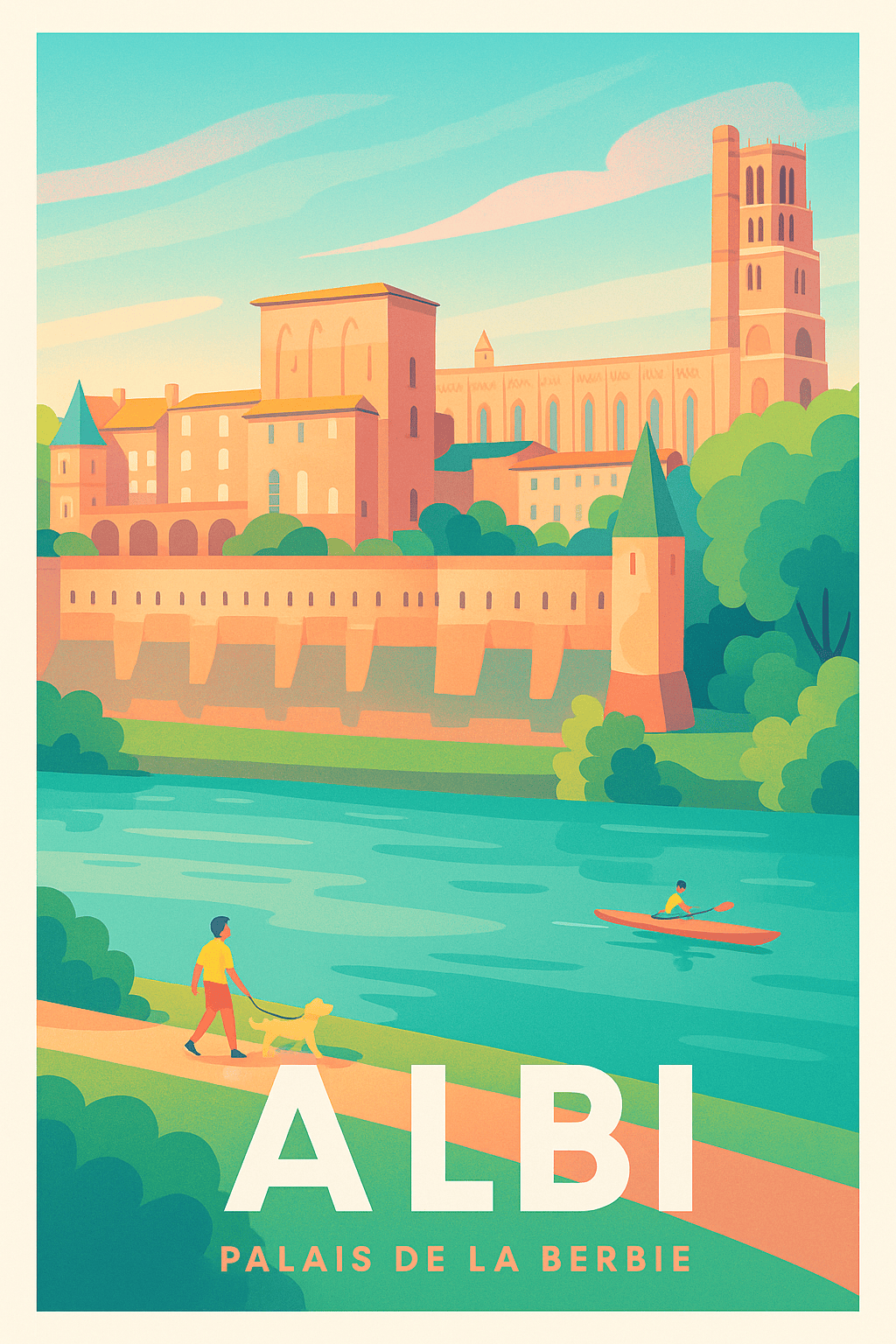 Tarn France Pas de Cadre / 20 × 30cm Affiche de Albi - Douceur d’un été au Palais de la Berbie