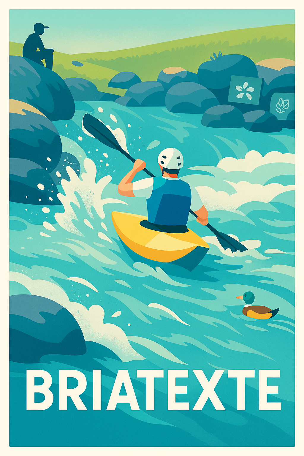 Tarn France Pas de Cadre / 20 × 30cm Affiche de Briatexte - L'aventure du kayak sur la rivière