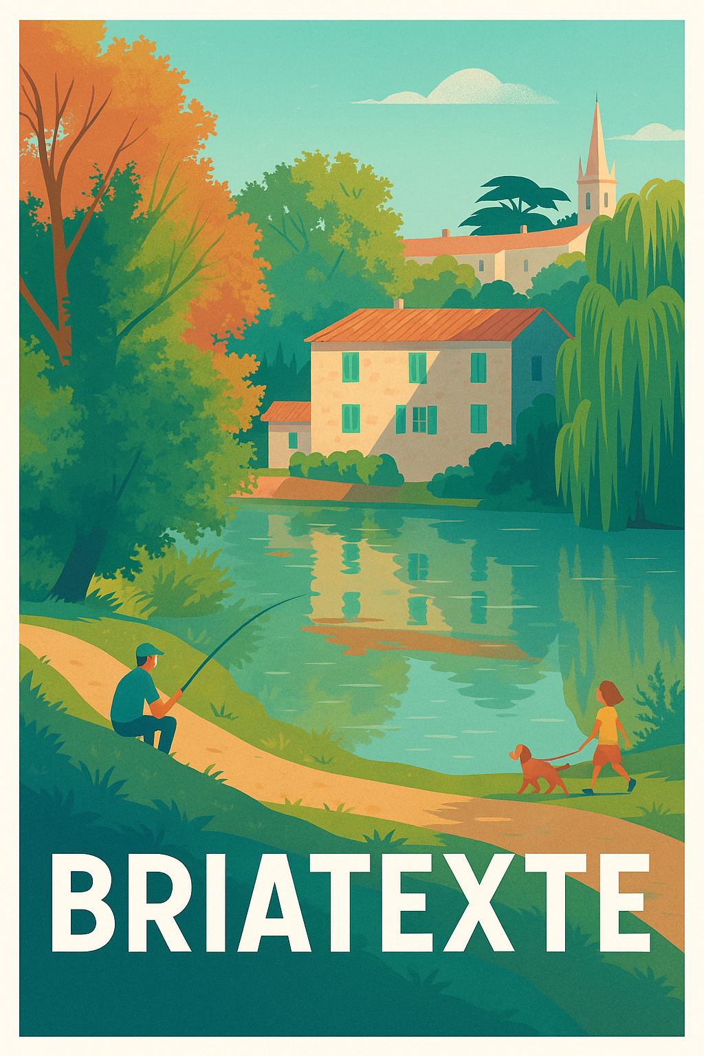 Tarn France Pas de Cadre / 20 × 30cm Affiche de Briatexte - Tranquillité au fil de l'eau