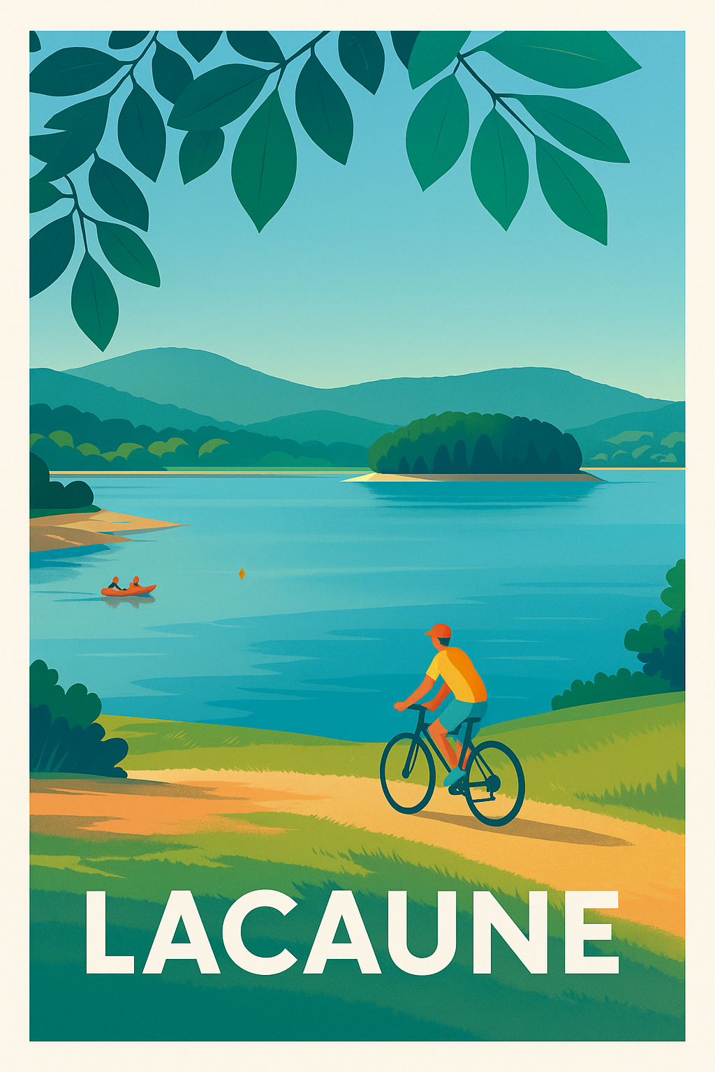 Tarn France Pas de Cadre / 20 × 30cm Affiche de Lacaune - Évasion nature et sérénité au bord du lac