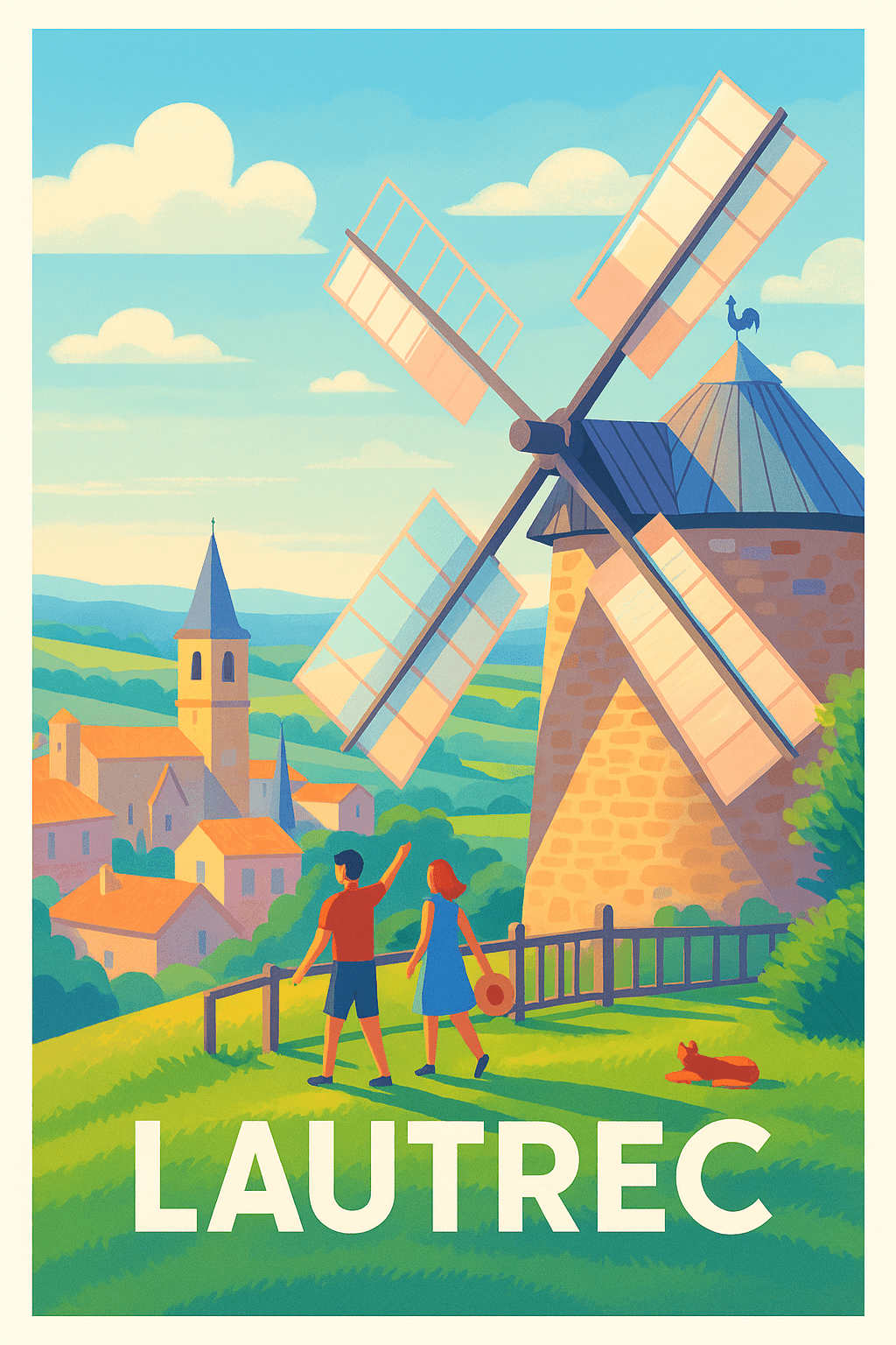 Tarn France Pas de Cadre / 20 × 30cm Affiche de Lautrec - Charme bucolique et patrimoine authentique