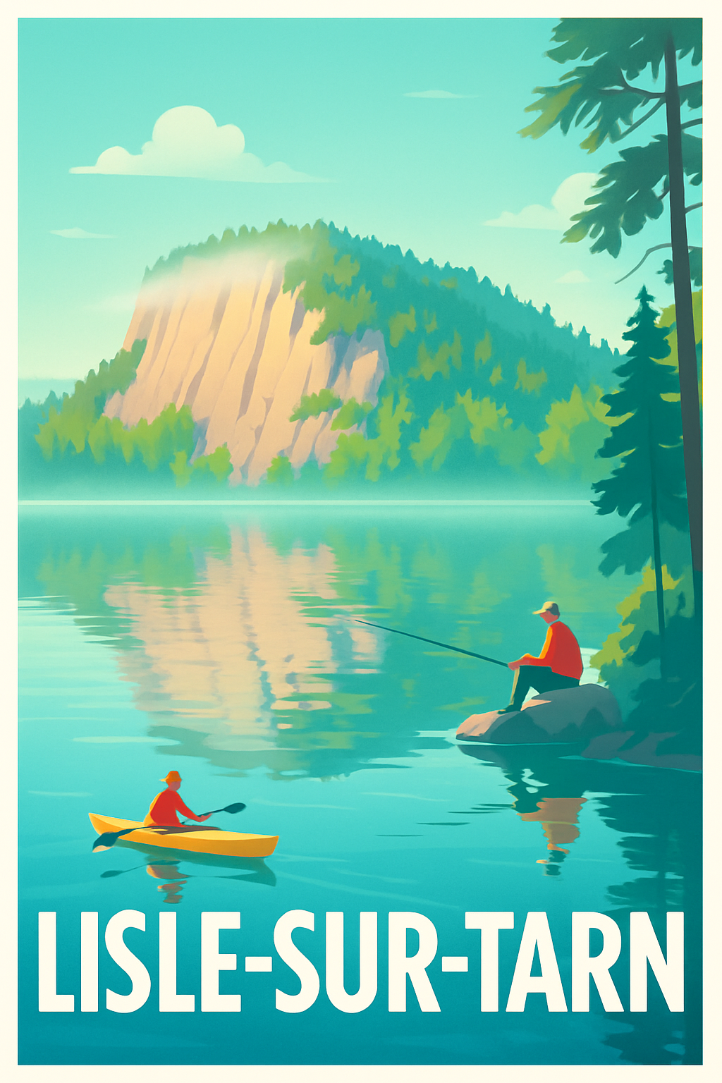 Tarn France Pas de Cadre / 20 × 30cm Affiche de Lisle-sur-Tarn - Tranquillité au fil de l'eau