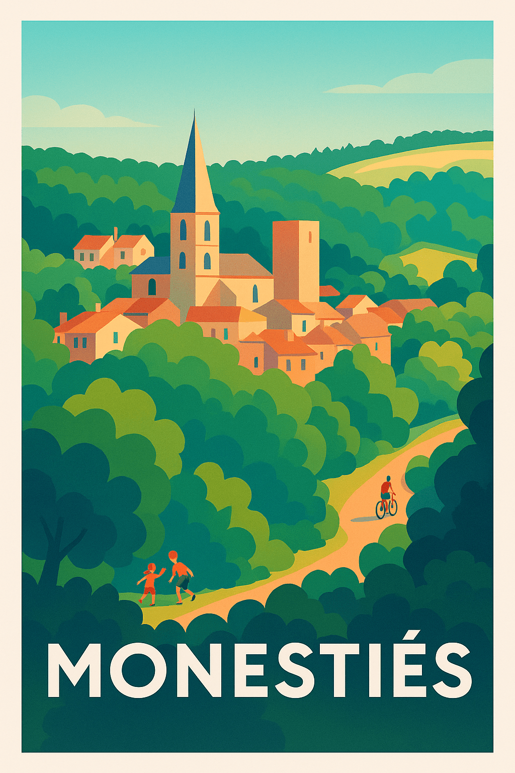 Tarn France Pas de Cadre / 20 × 30cm Affiche de Monestiés - Charme bucolique au cœur du Tarn