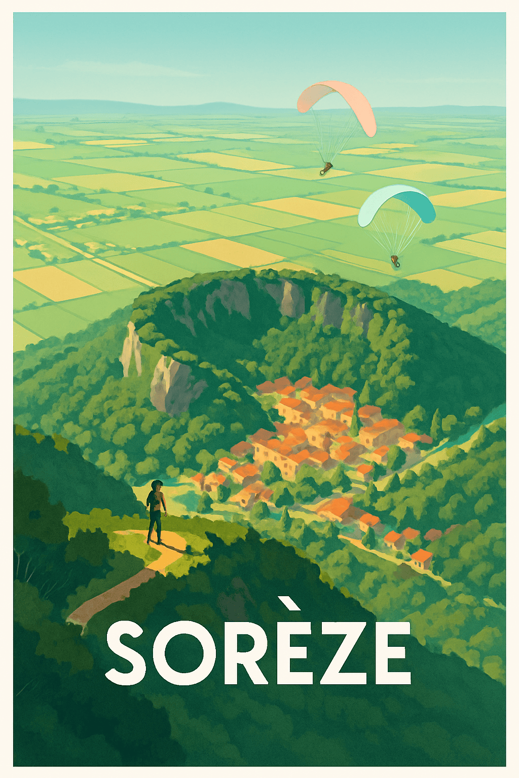 Tarn France Pas de Cadre / 20 × 30cm Affiche de Sorèze - Évasion et nature préservée