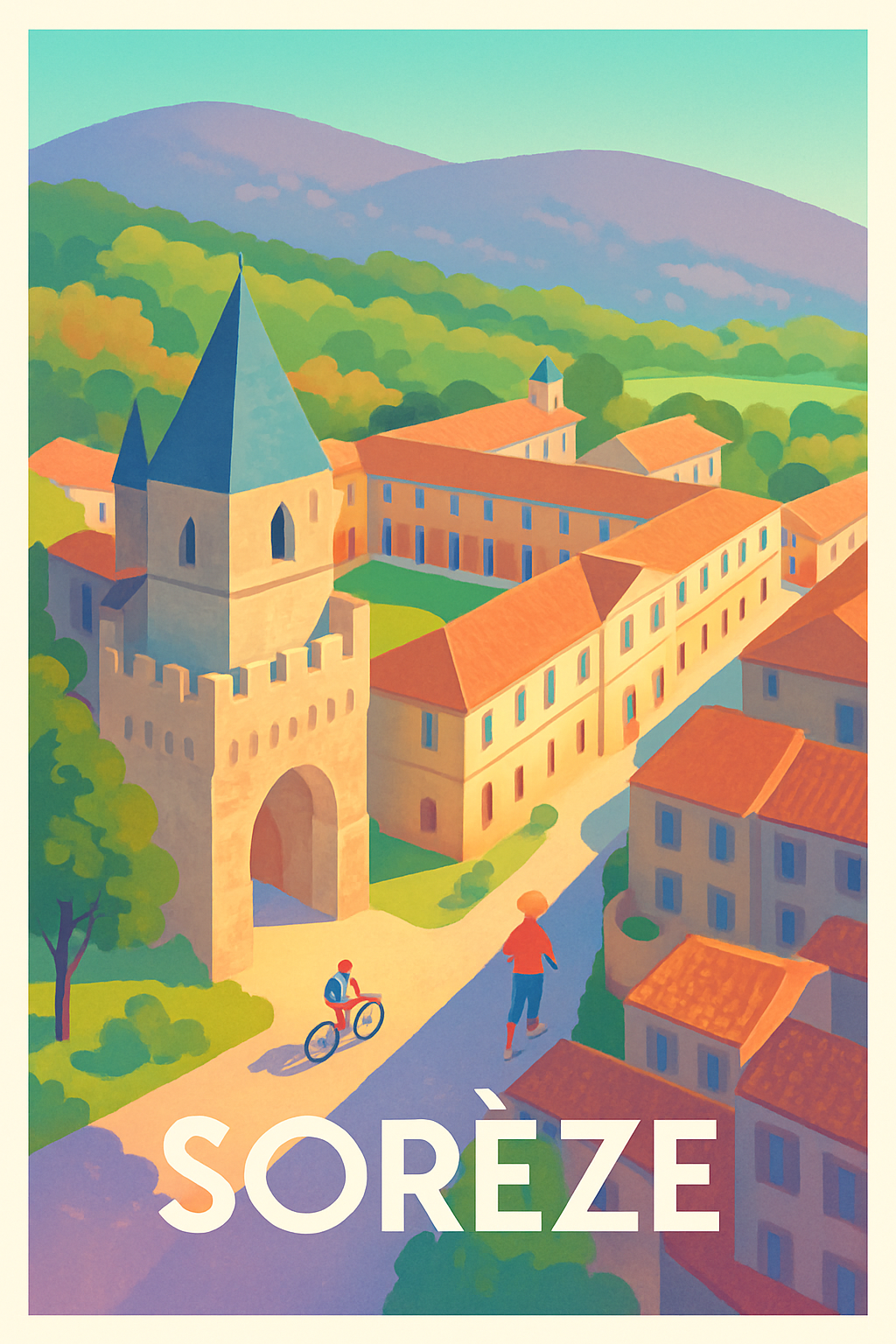 Tarn France Pas de Cadre / 20 × 30cm Affiche de Sorèze - Un Voyage au Cœur du Patrimoine