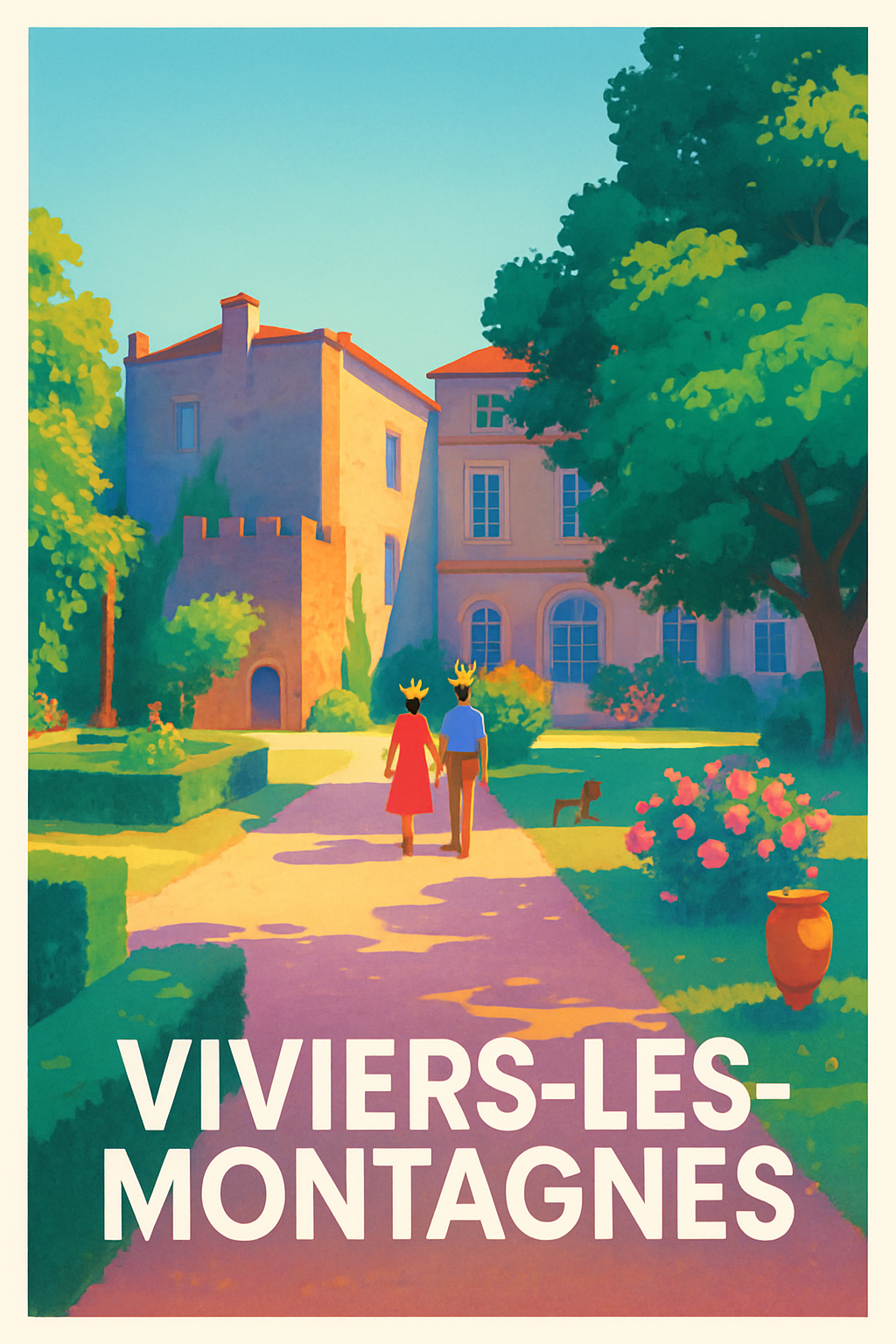 Tarn France Pas de Cadre / 20 × 30cm Affiche de Viviers-les-Montagnes - Balade bucolique au château