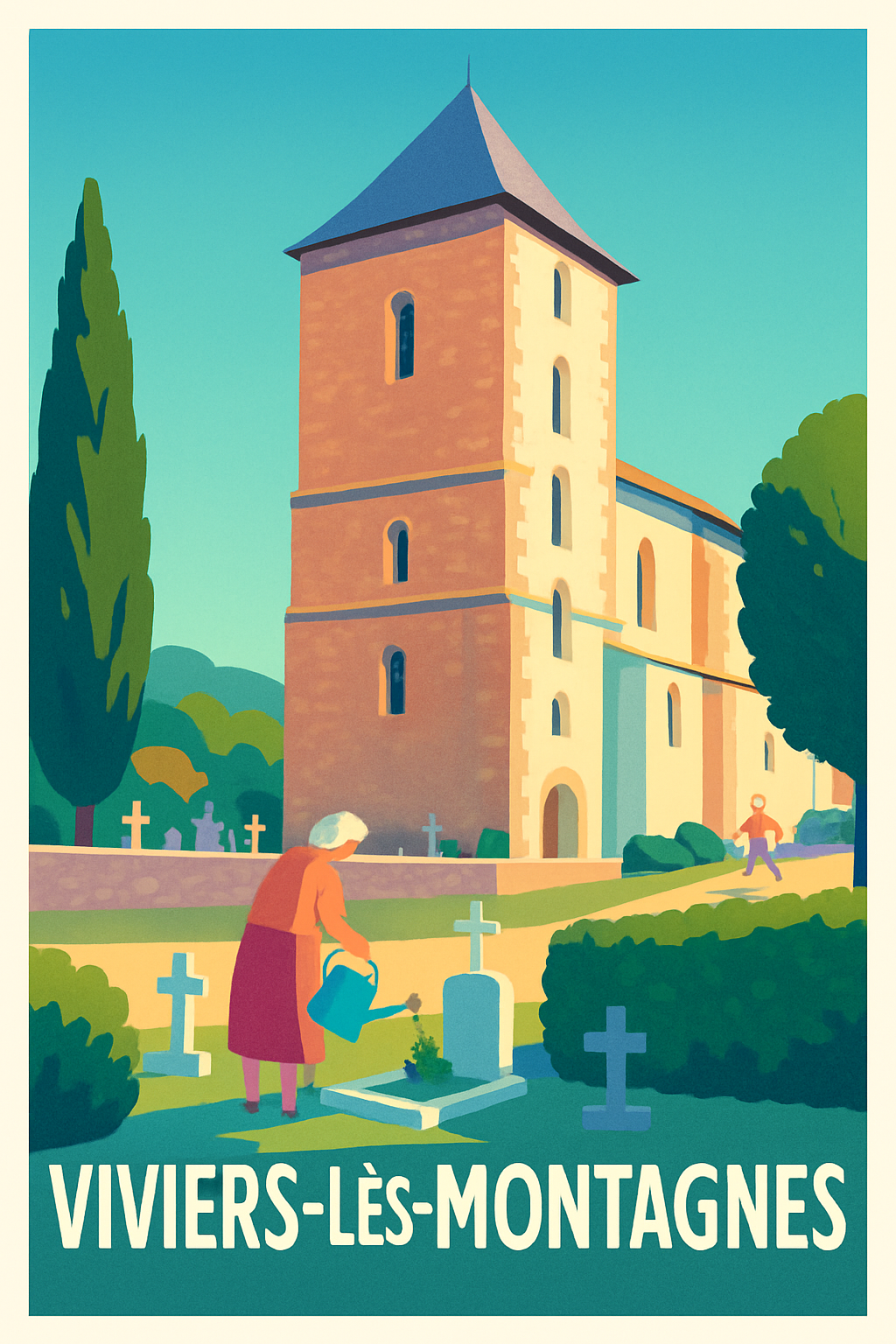 Tarn France Pas de Cadre / 20 × 30cm Affiche de Viviers-lès-Montagnes - Charme et Sérénité en Pays Cathare