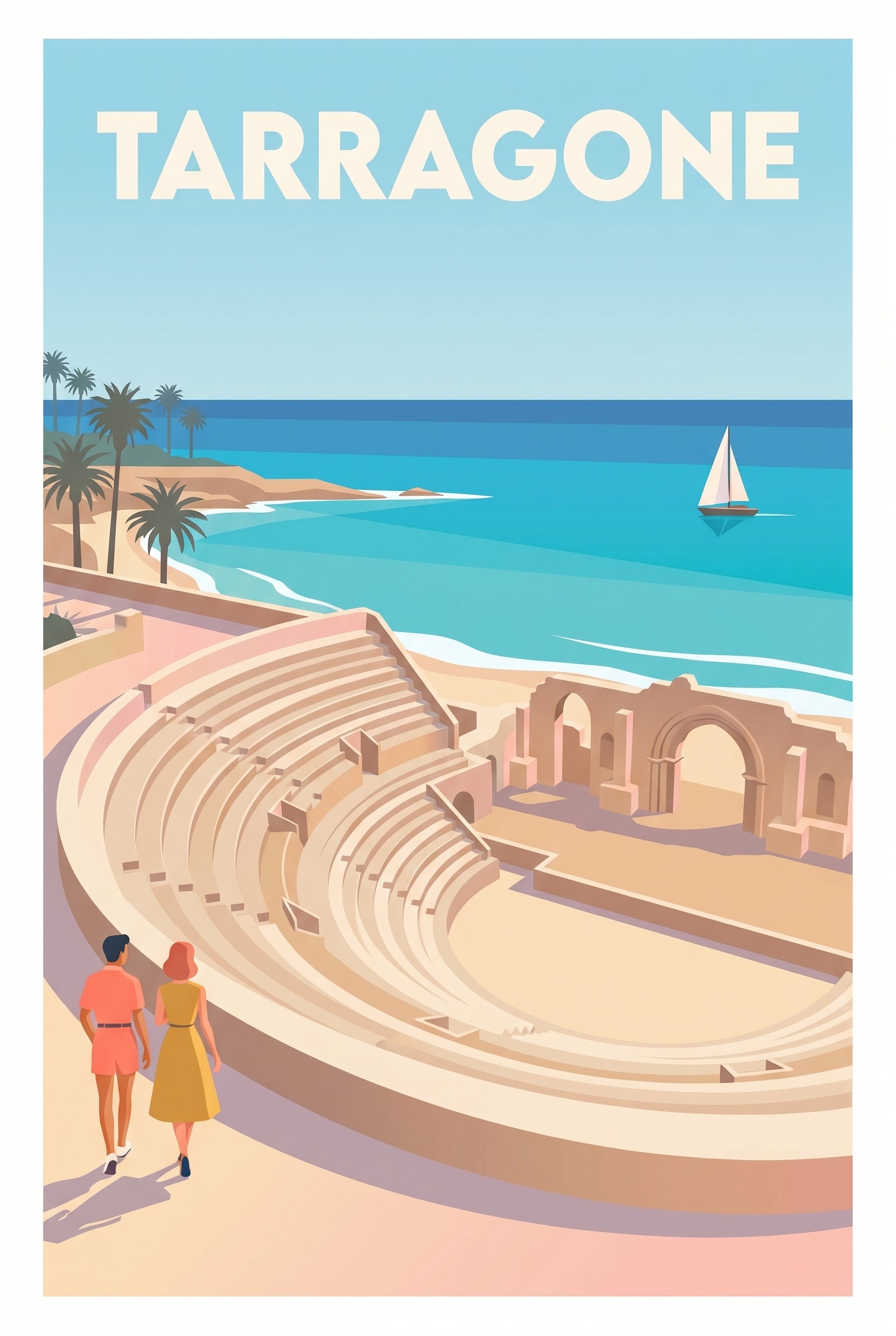Affiche de Tarragone - L'amphithéâtre romain face à la mer