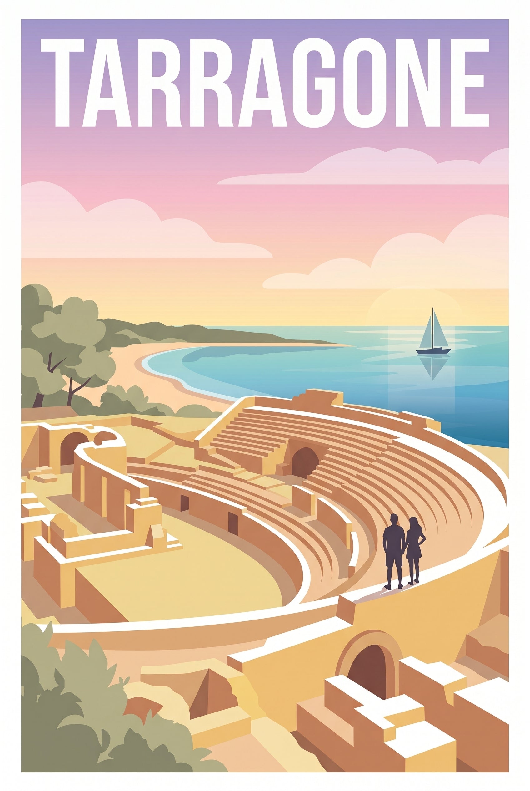 Affiche de Tarragone - Coucher de soleil sur l'amphithéâtre