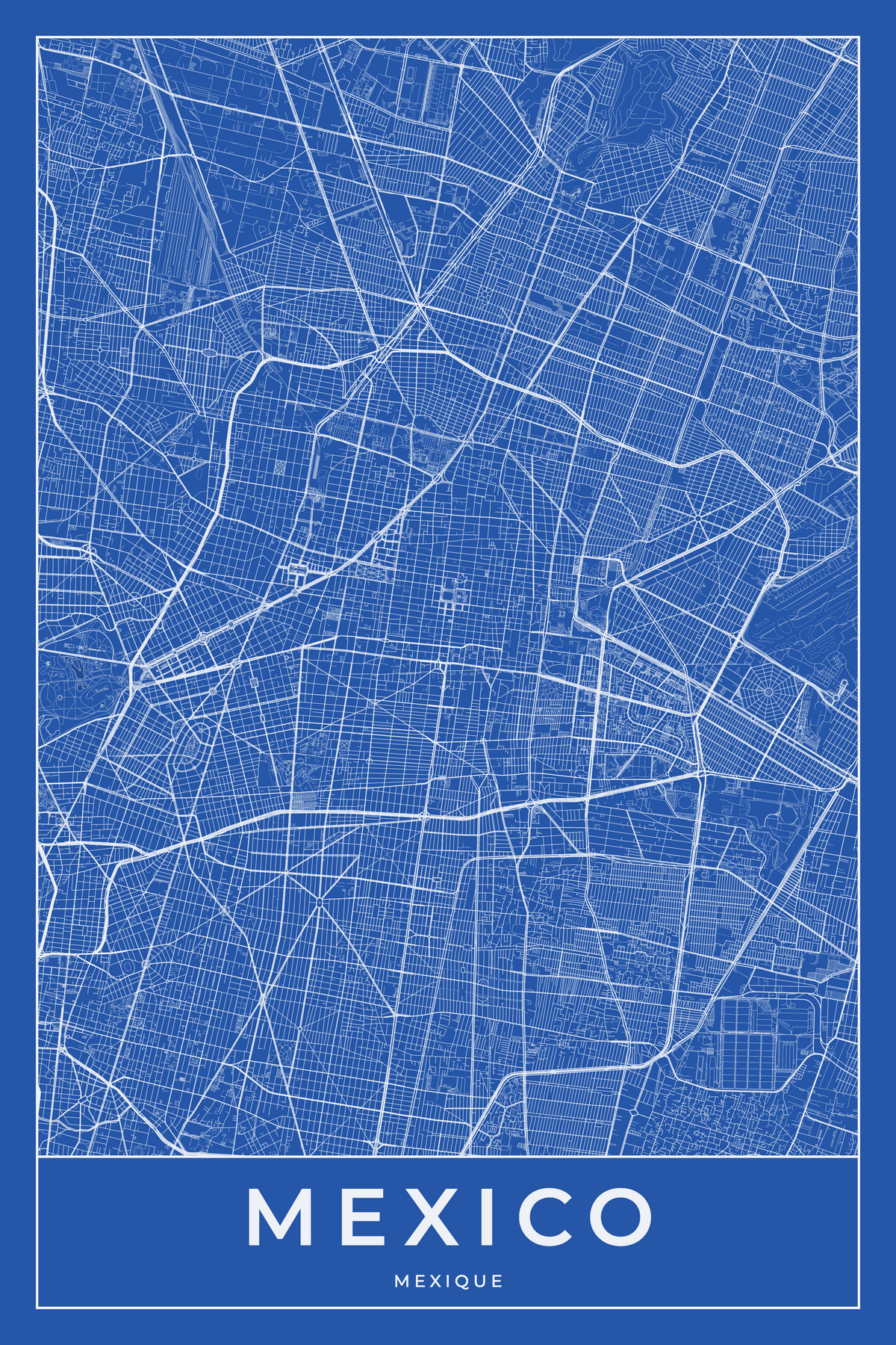 Carte de Mexico bleue - Affiche personnalisée