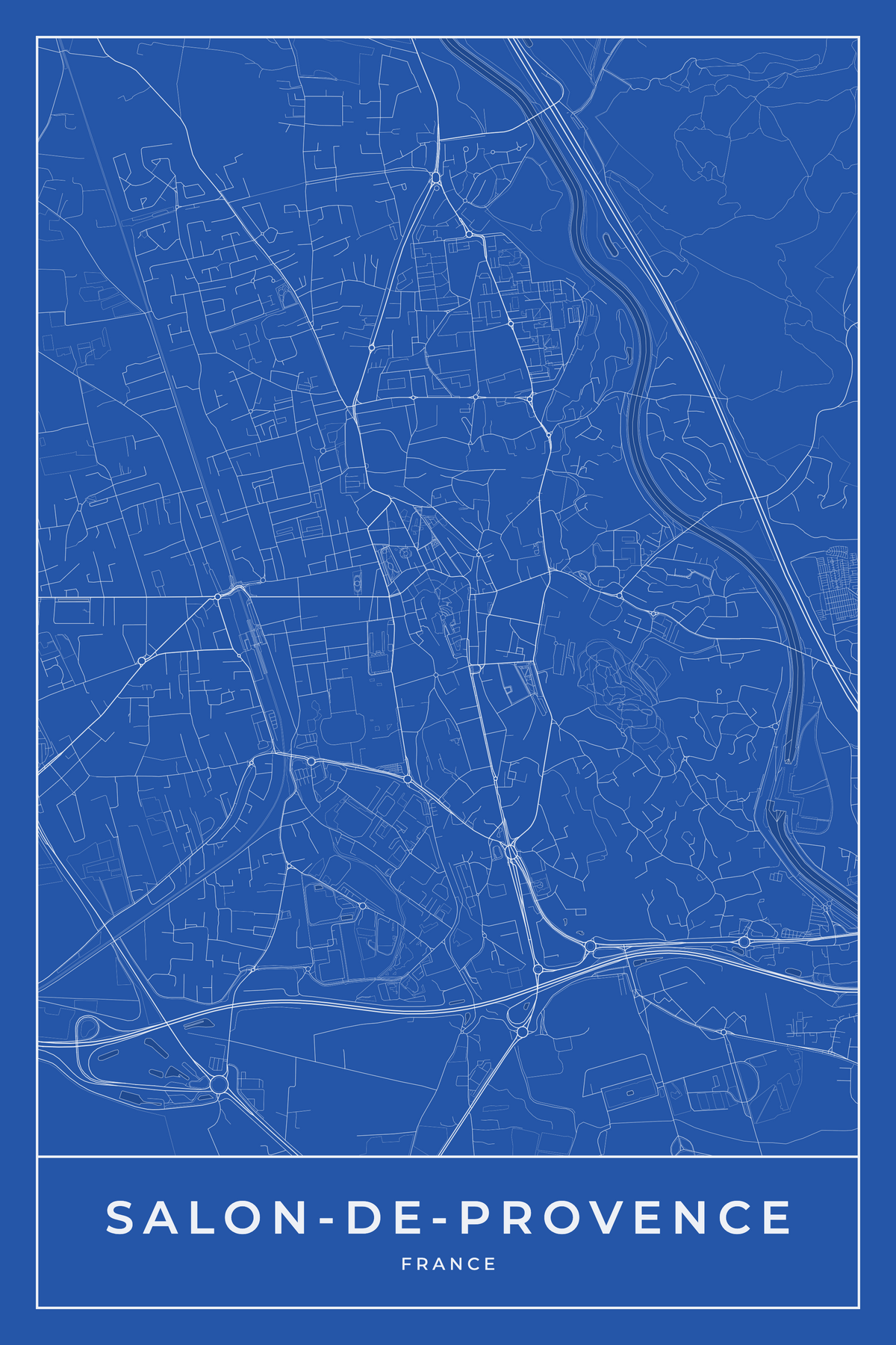 Carte de Salon-de-Provence bleue - Affiche personnalisée